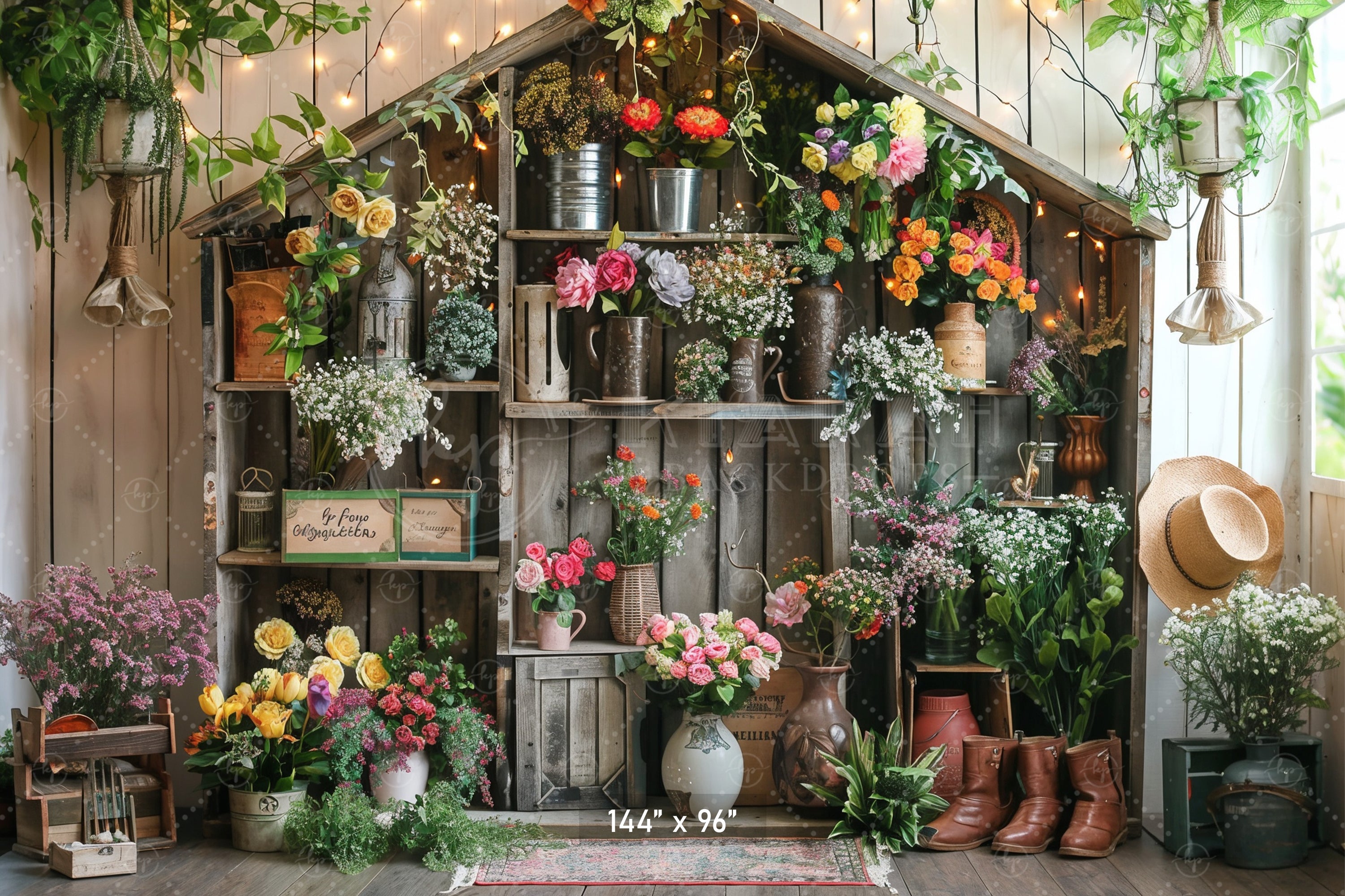Rustic Flower Garden Backdrop