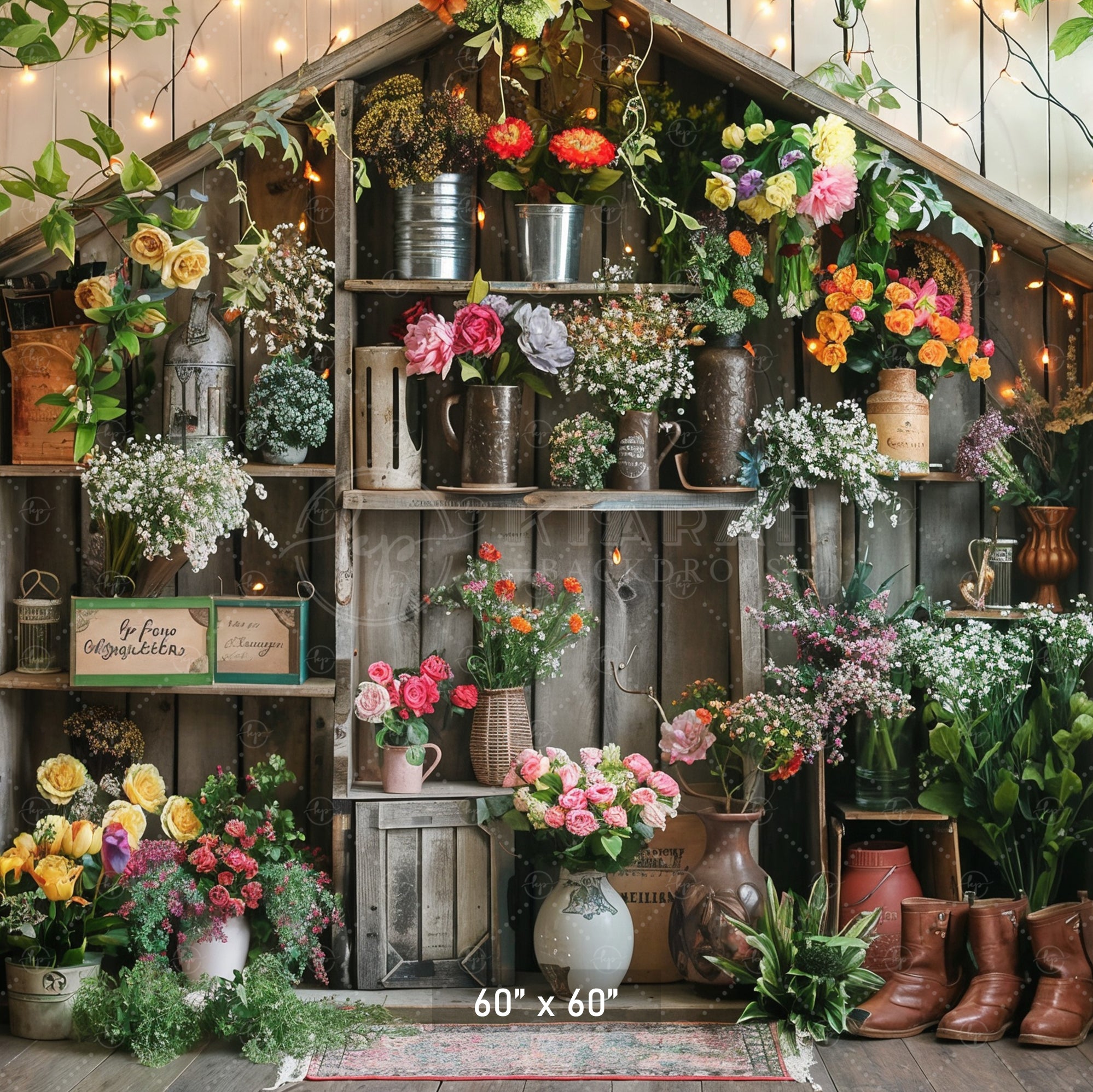 Rustic Flower Garden Backdrop