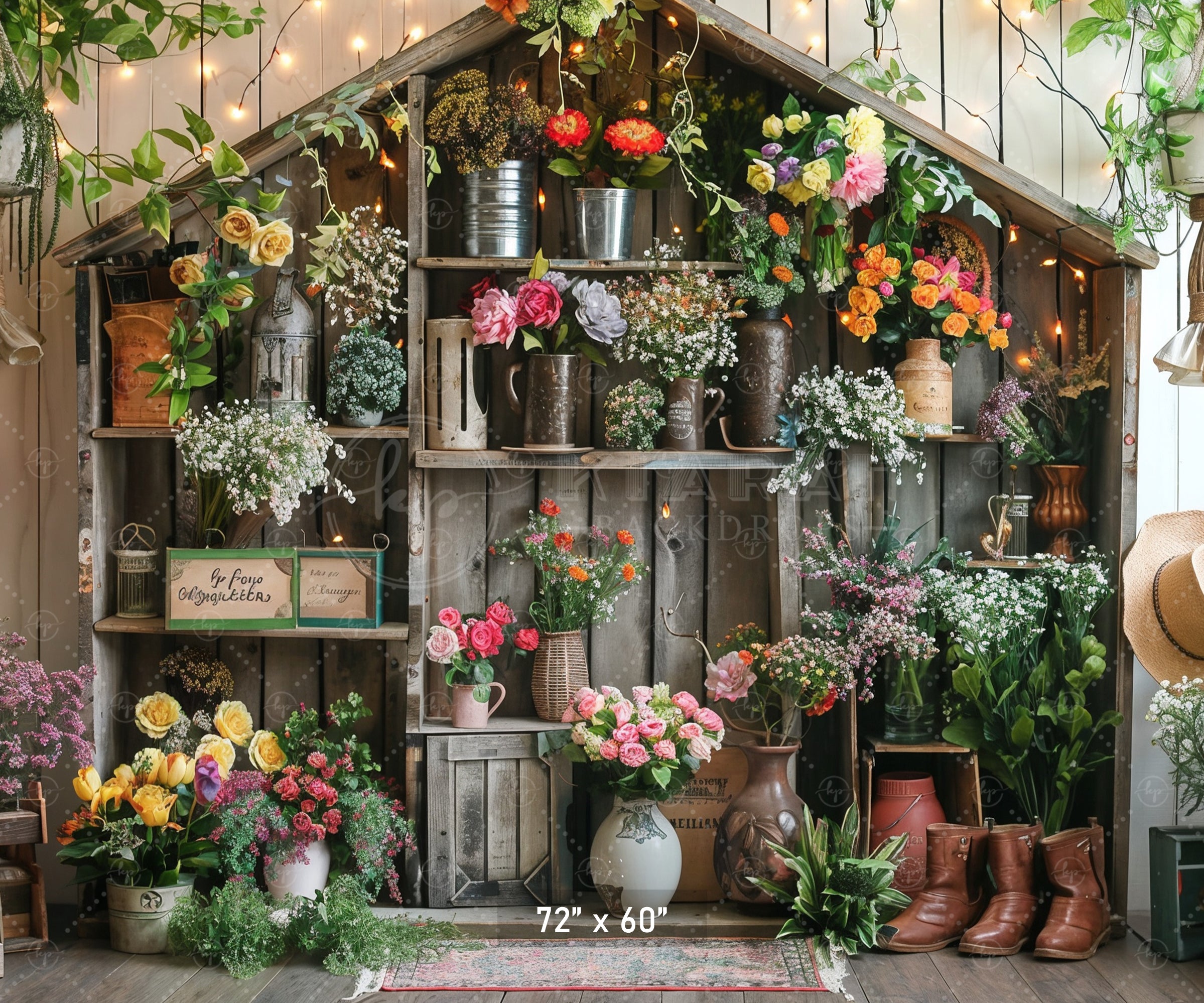 Rustic Flower Garden Backdrop