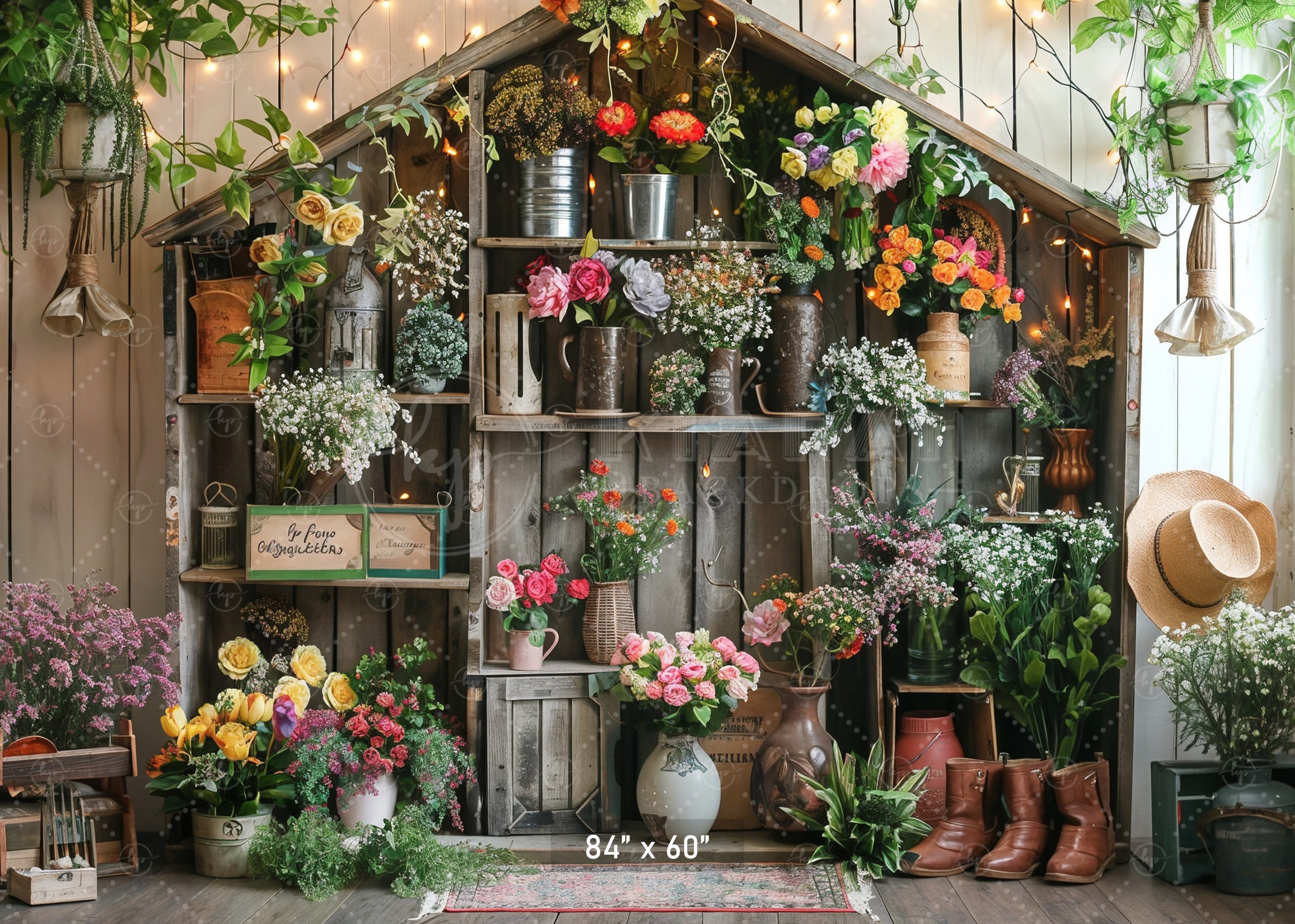 Rustic Flower Garden Backdrop