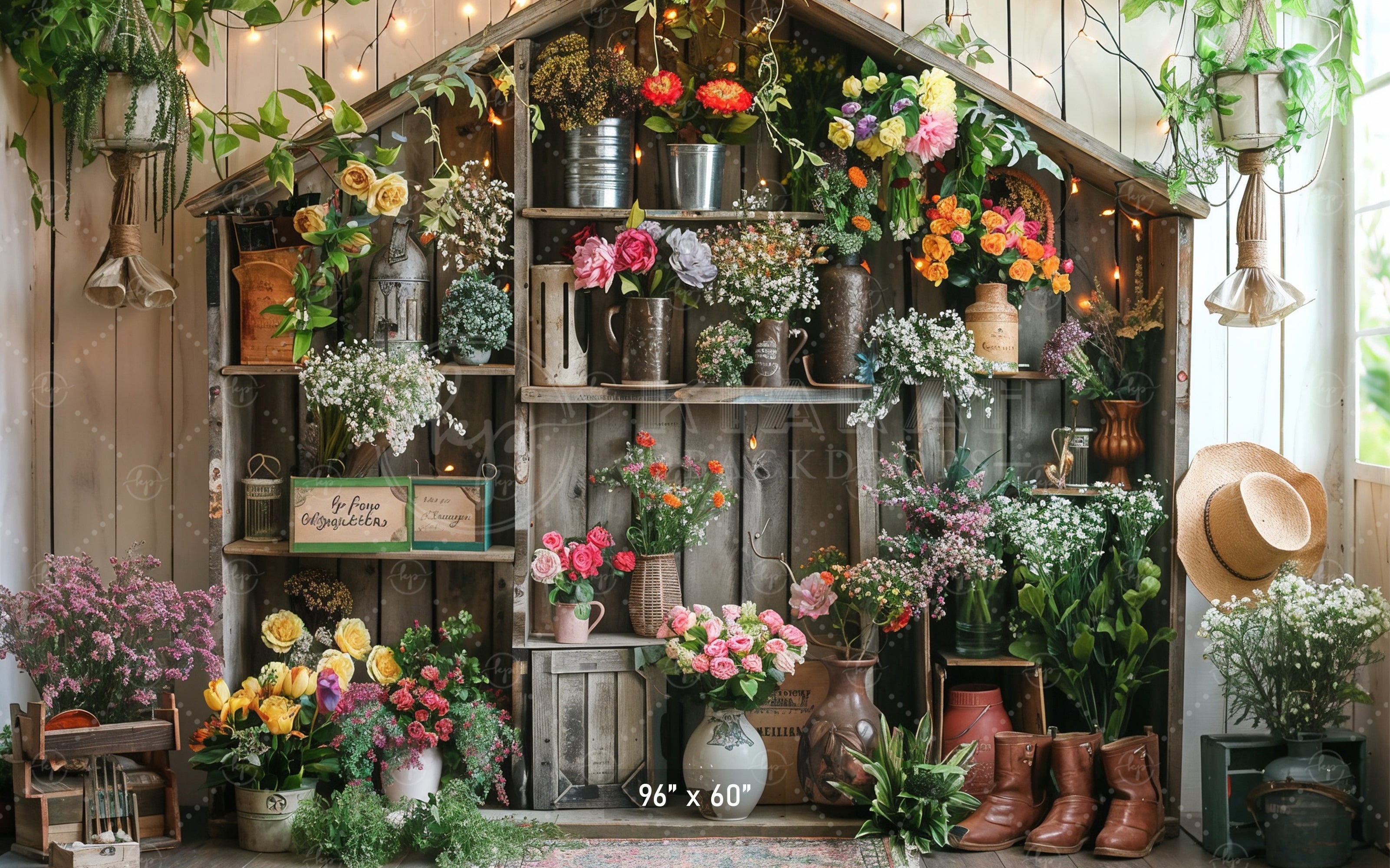 Rustic Flower Garden Backdrop