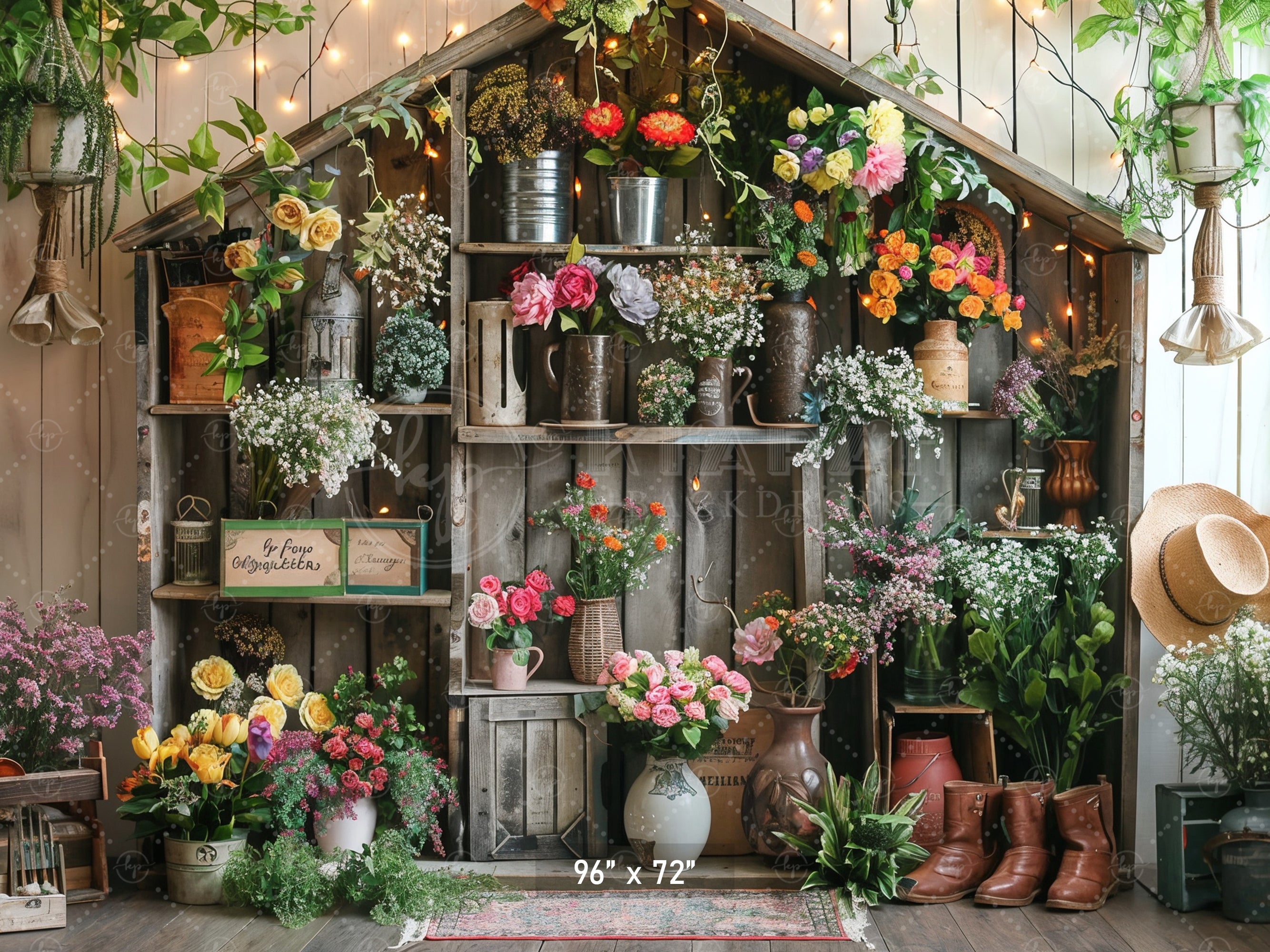 Rustic Flower Garden Backdrop