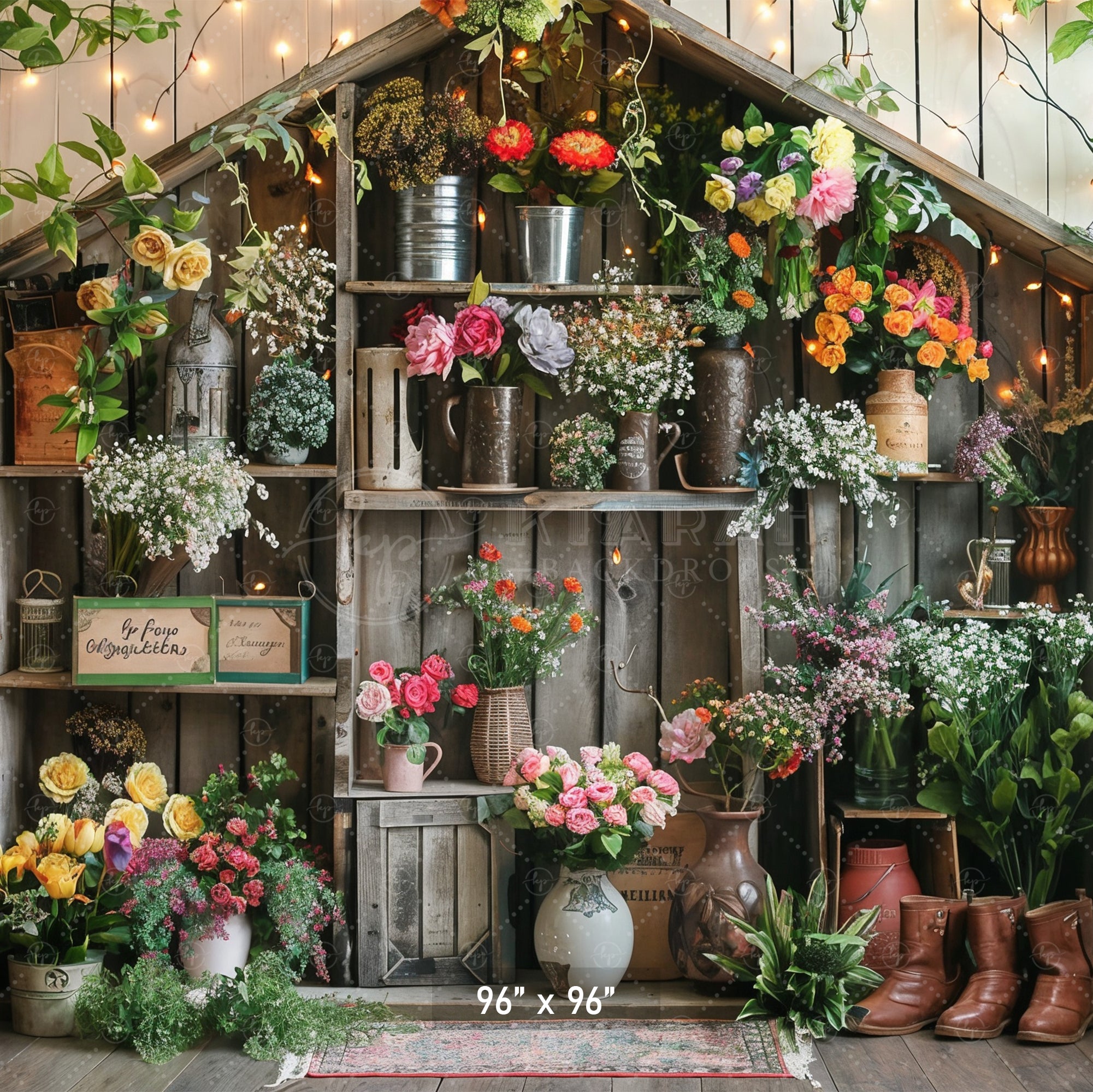Rustic Flower Garden Backdrop