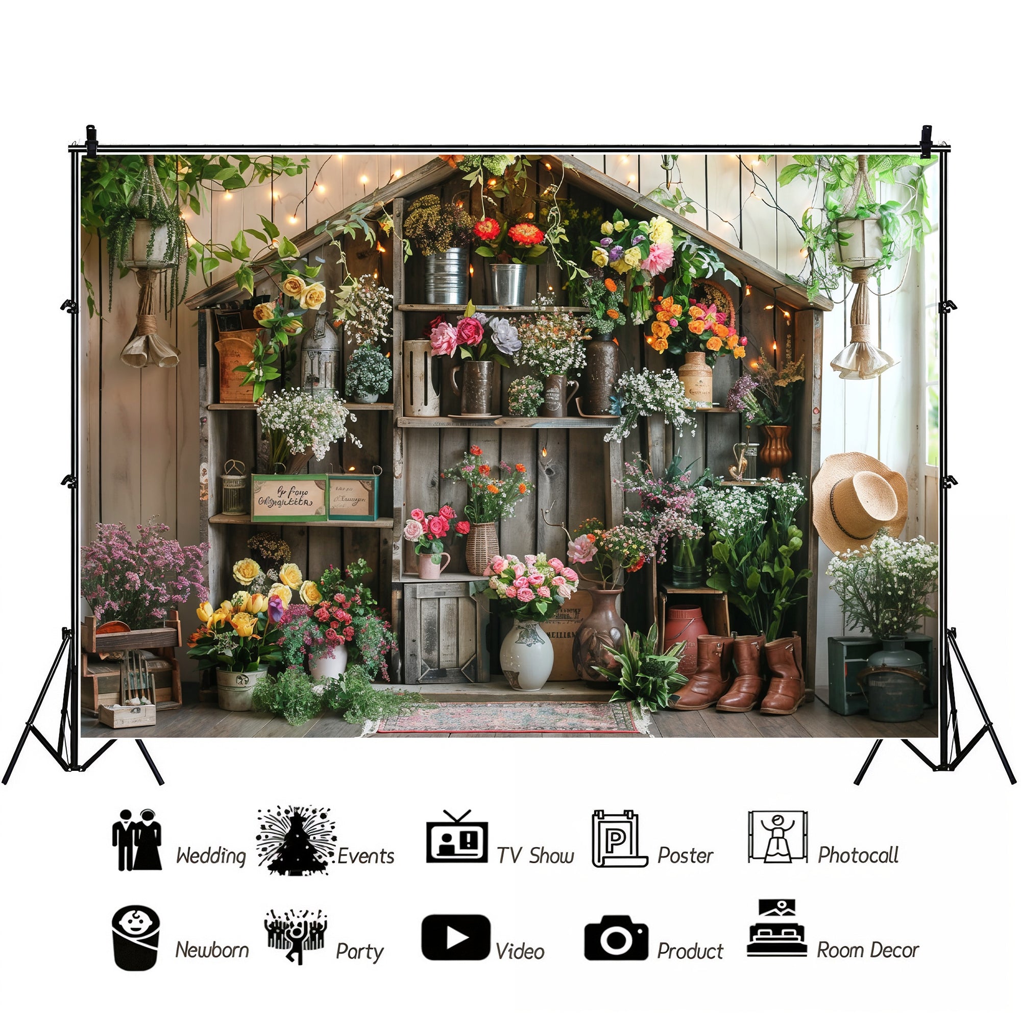 Rustic Flower Garden Backdrop