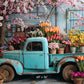 Vintage Floral Truck Scene Backdrop