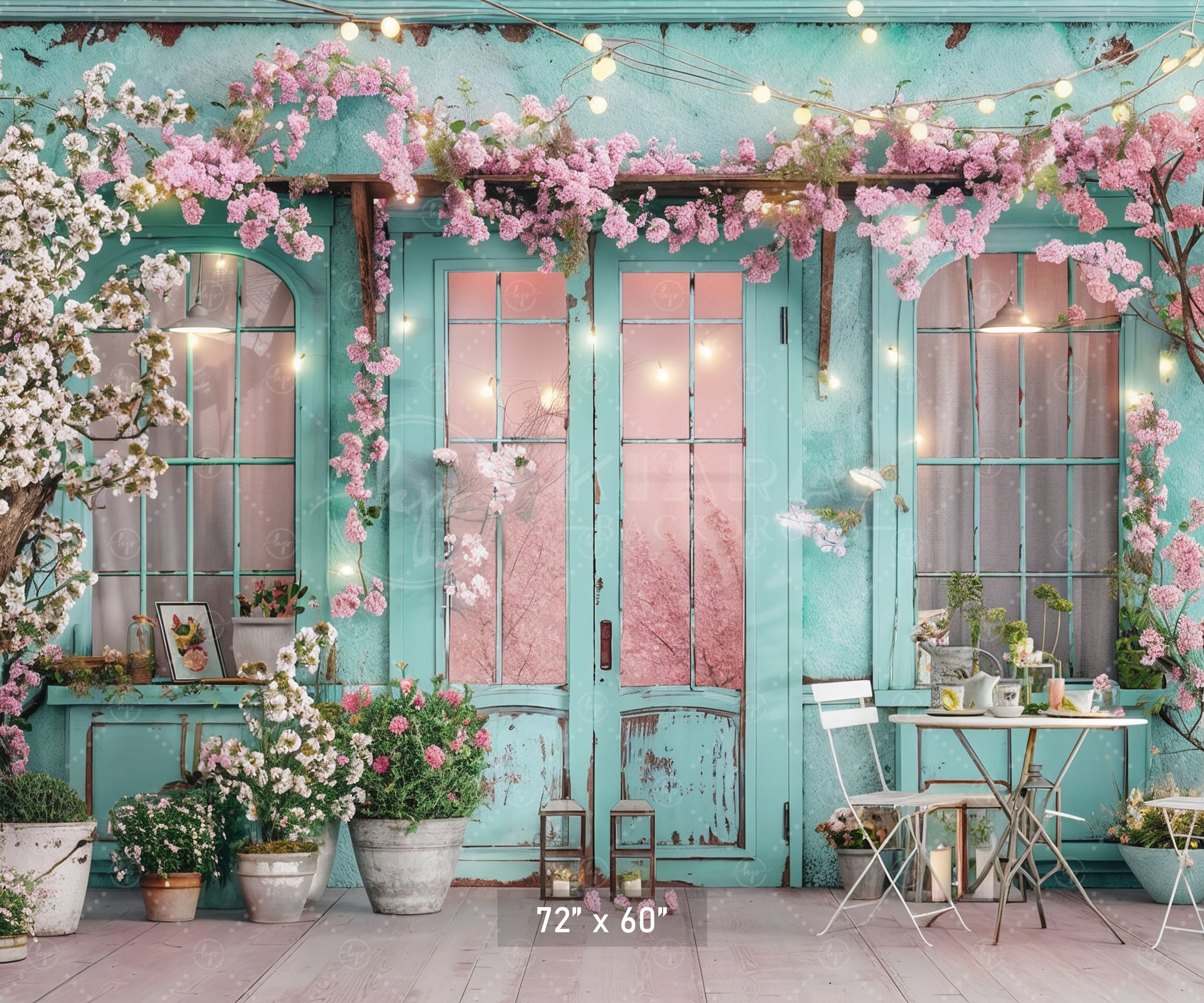 Charming Spring Café Terrace Backdrop