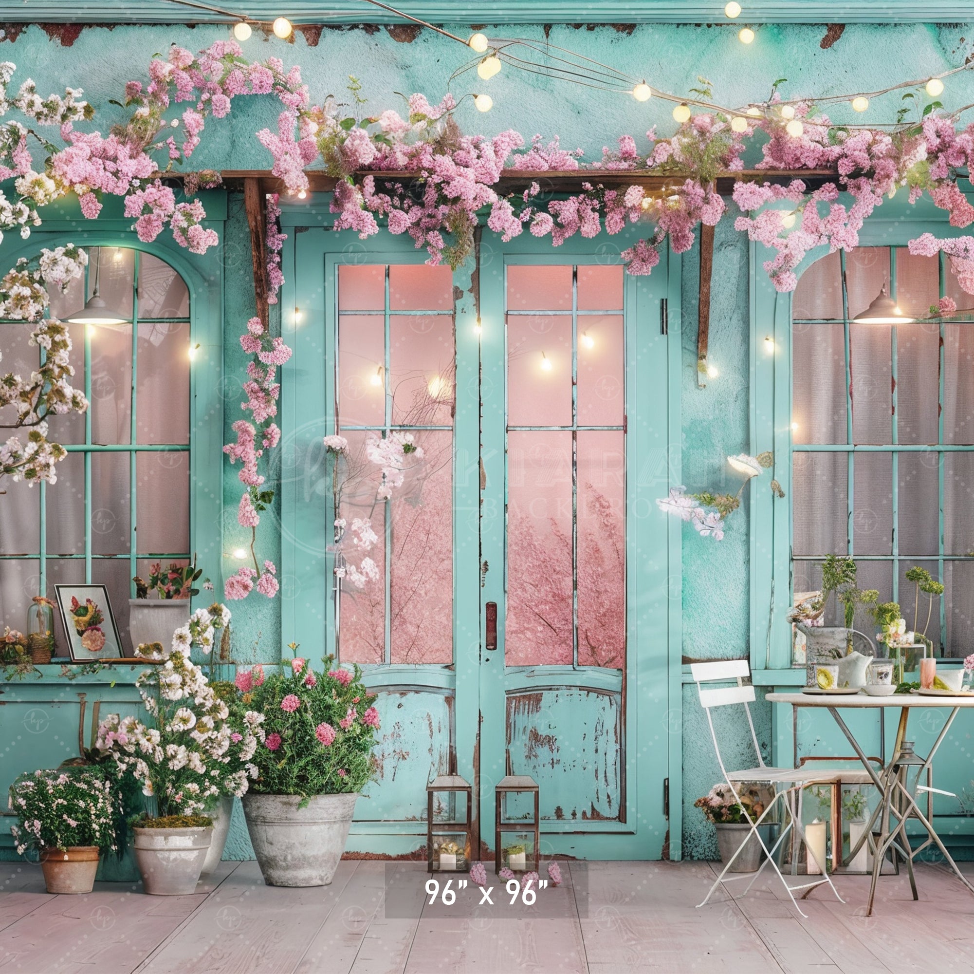 Charming Spring Café Terrace Backdrop