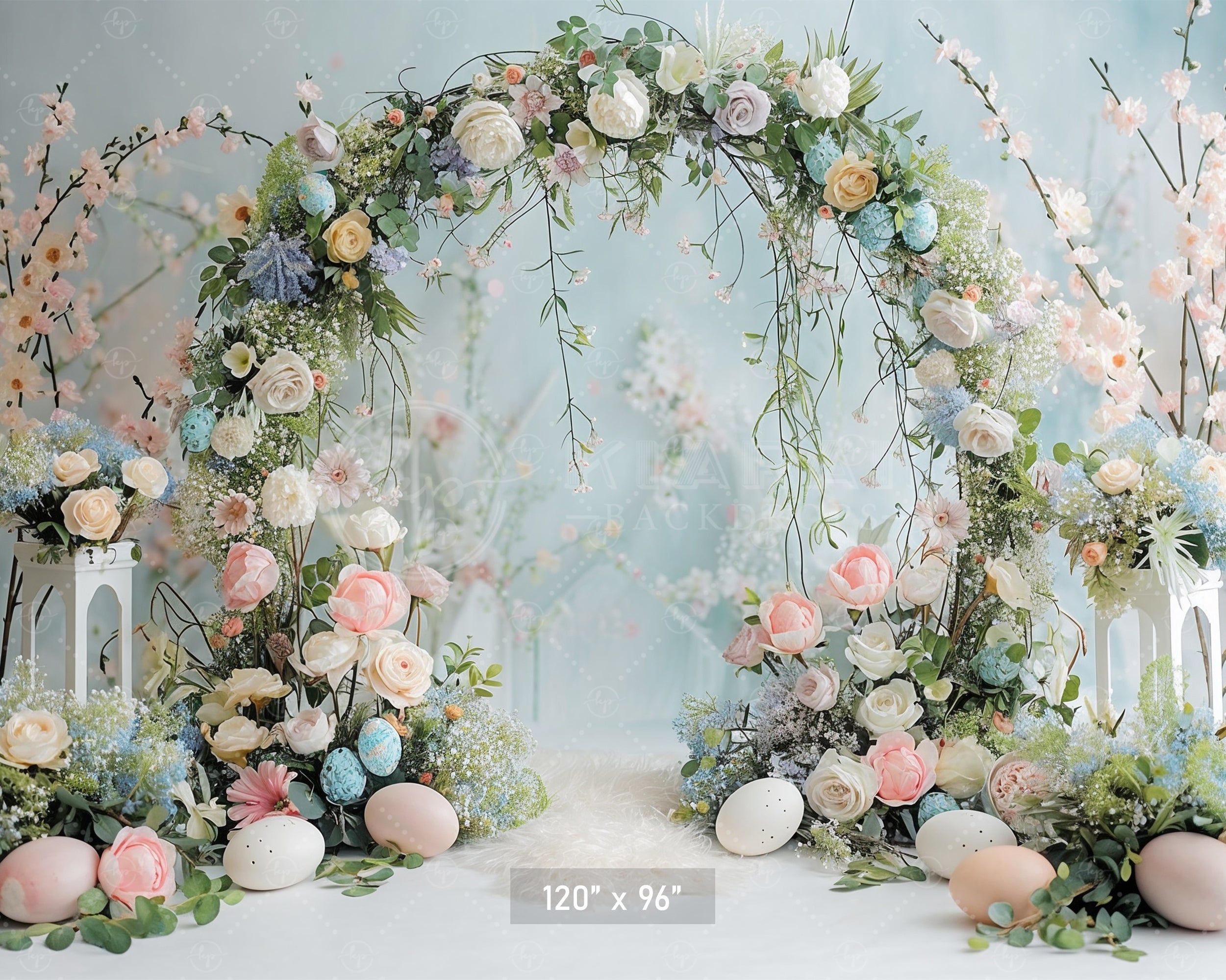 Floral Arch with Easter Accents Backdrop
