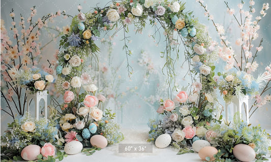 Floral Arch with Easter Accents Backdrop