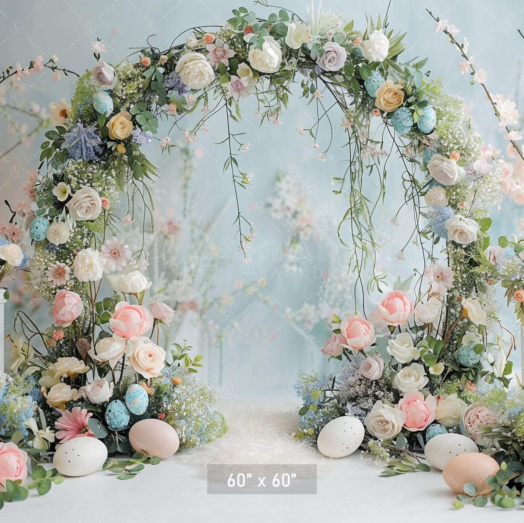 Floral Arch with Easter Accents Backdrop