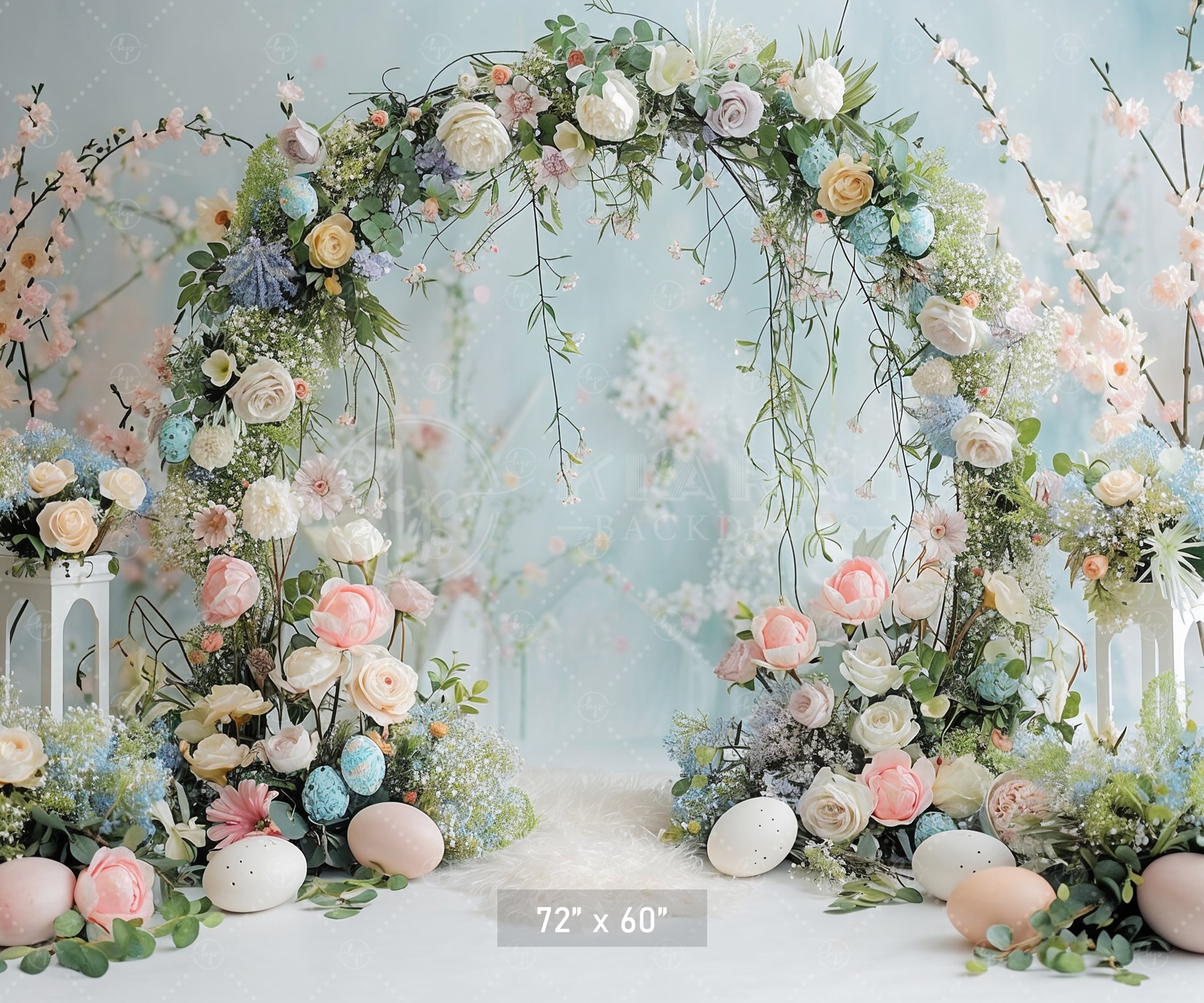 Floral Arch with Easter Accents Backdrop