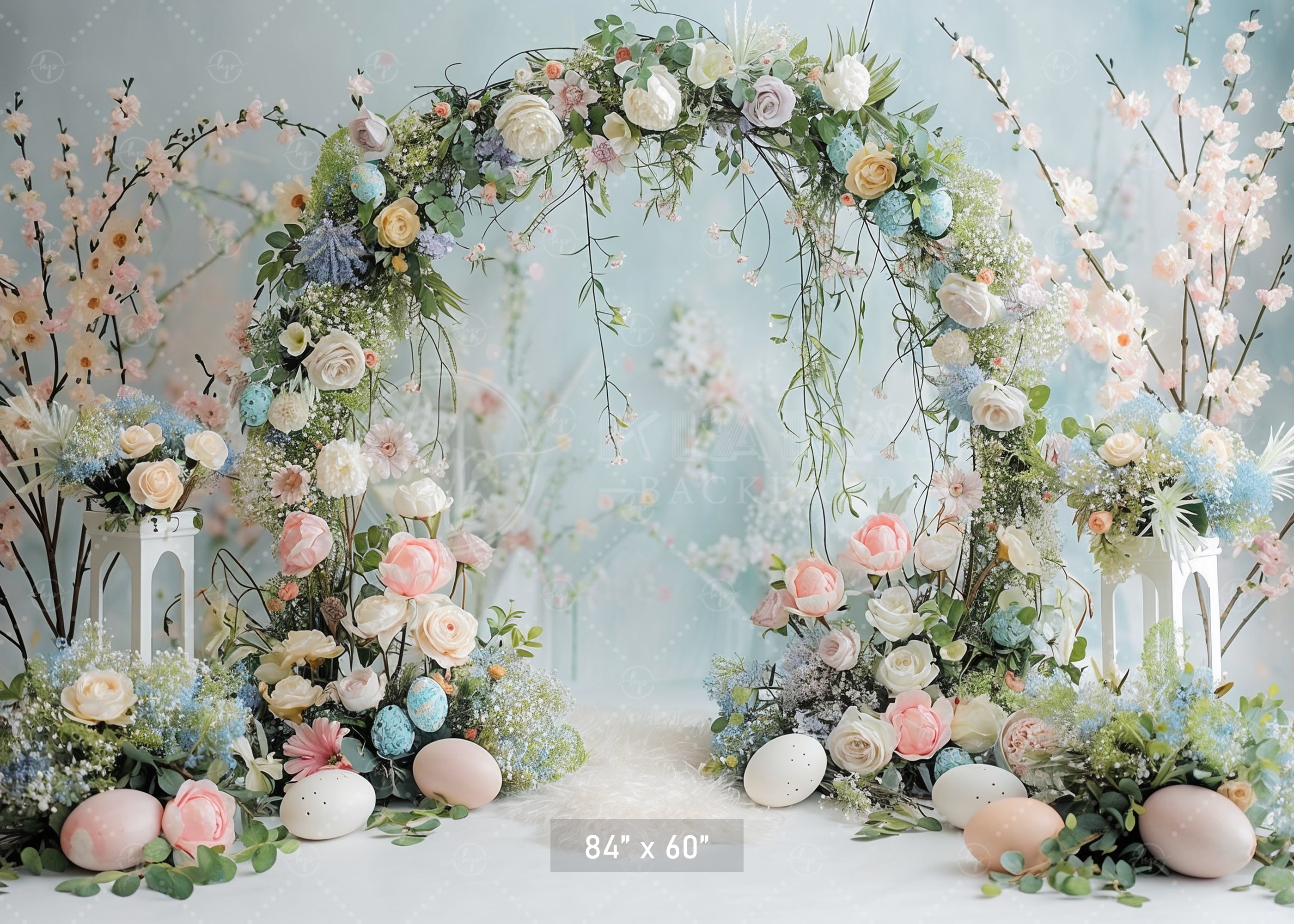 Floral Arch with Easter Accents Backdrop