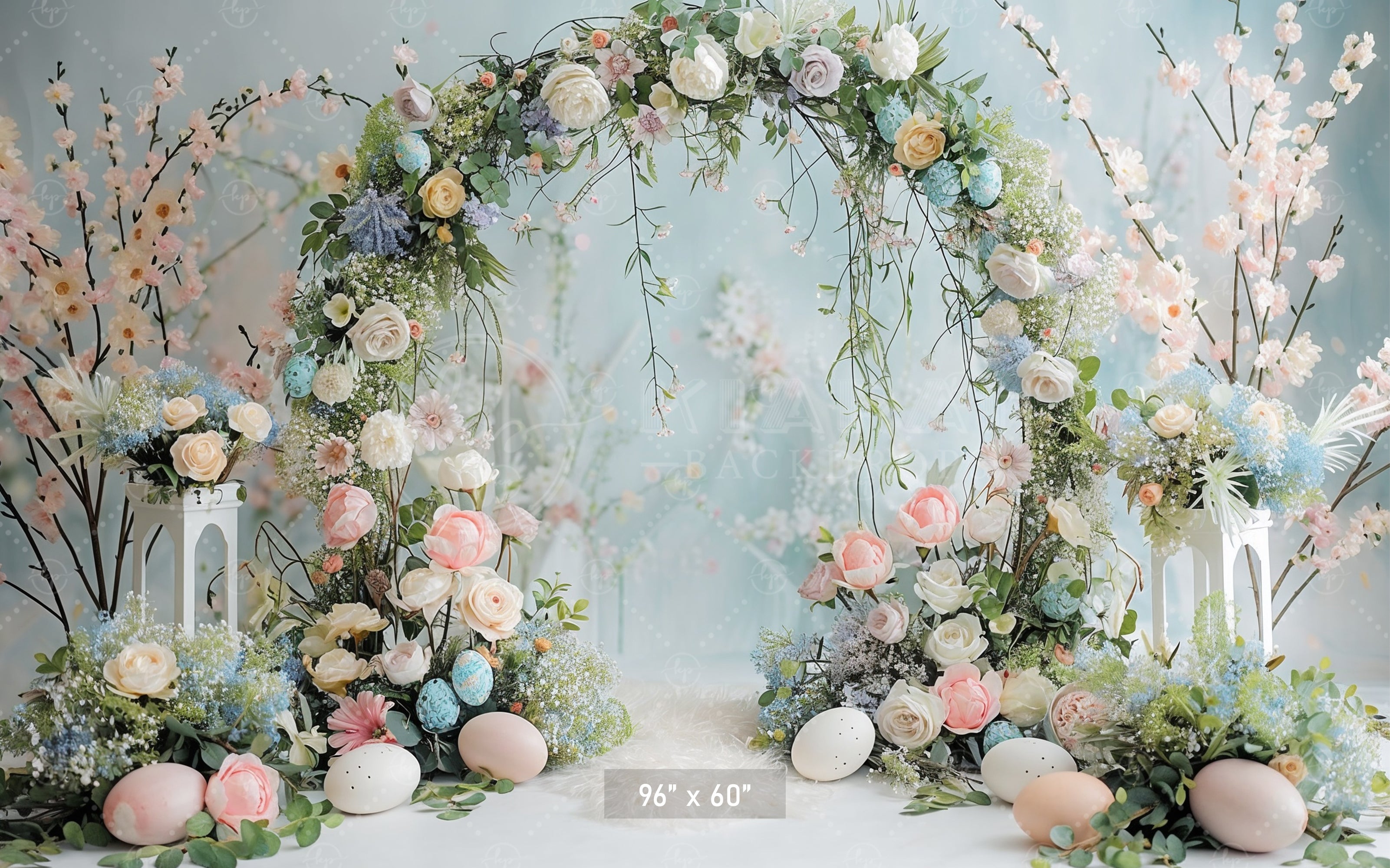 Floral Arch with Easter Accents Backdrop