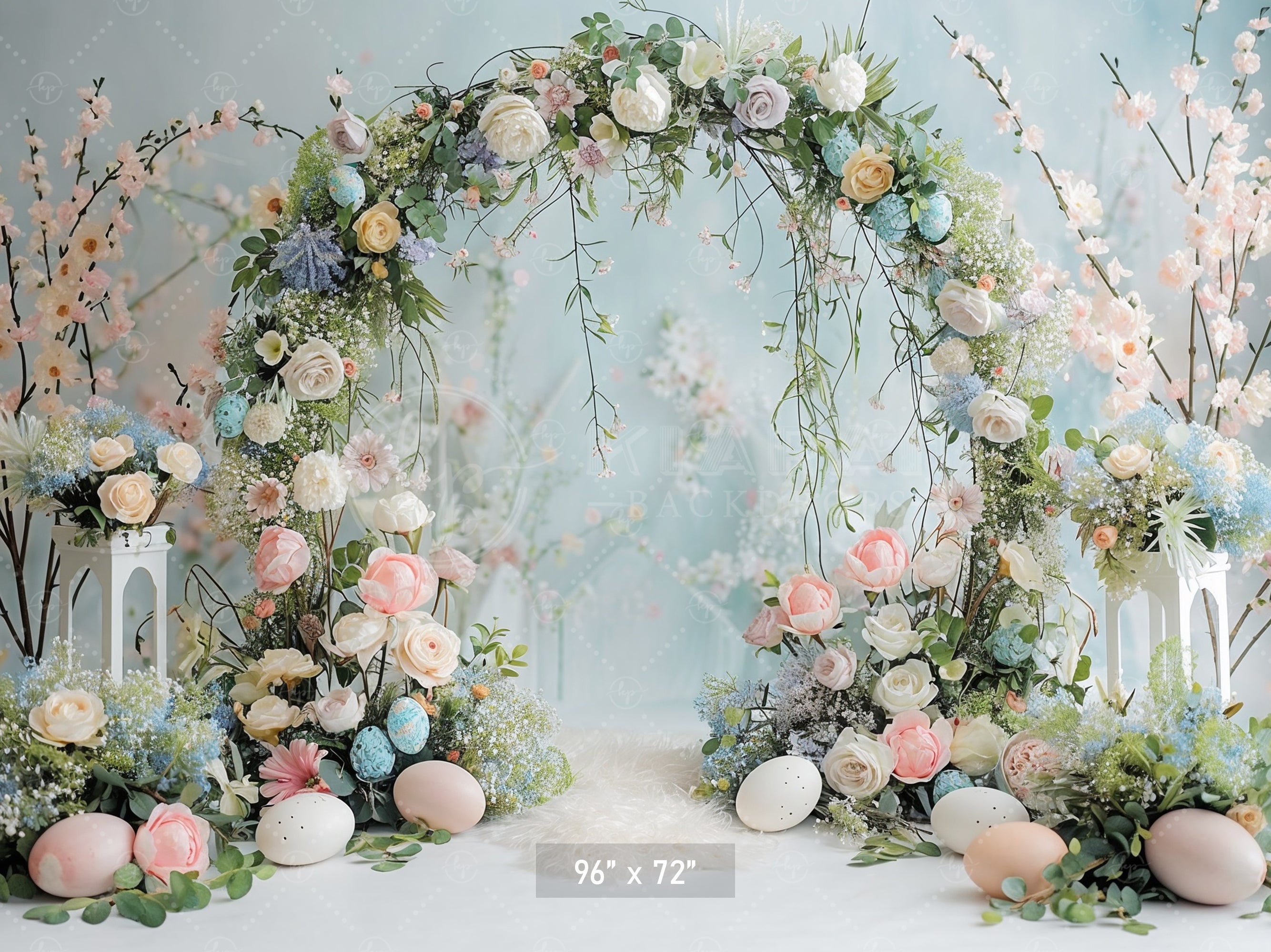 Floral Arch with Easter Accents Backdrop