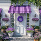 Lavender Cottage Entryway with Floral Decor Backdrop