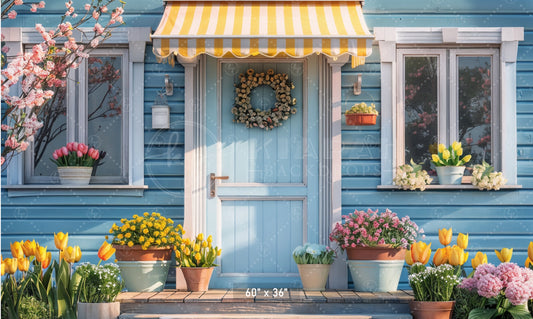 Charming Spring Cottage Entrance Backdrop