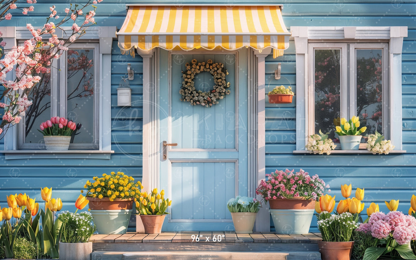 Charming Spring Cottage Entrance Backdrop