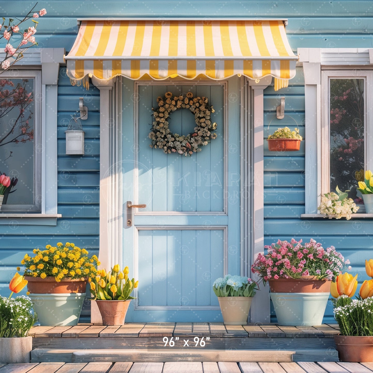 Charming Spring Cottage Entrance Backdrop