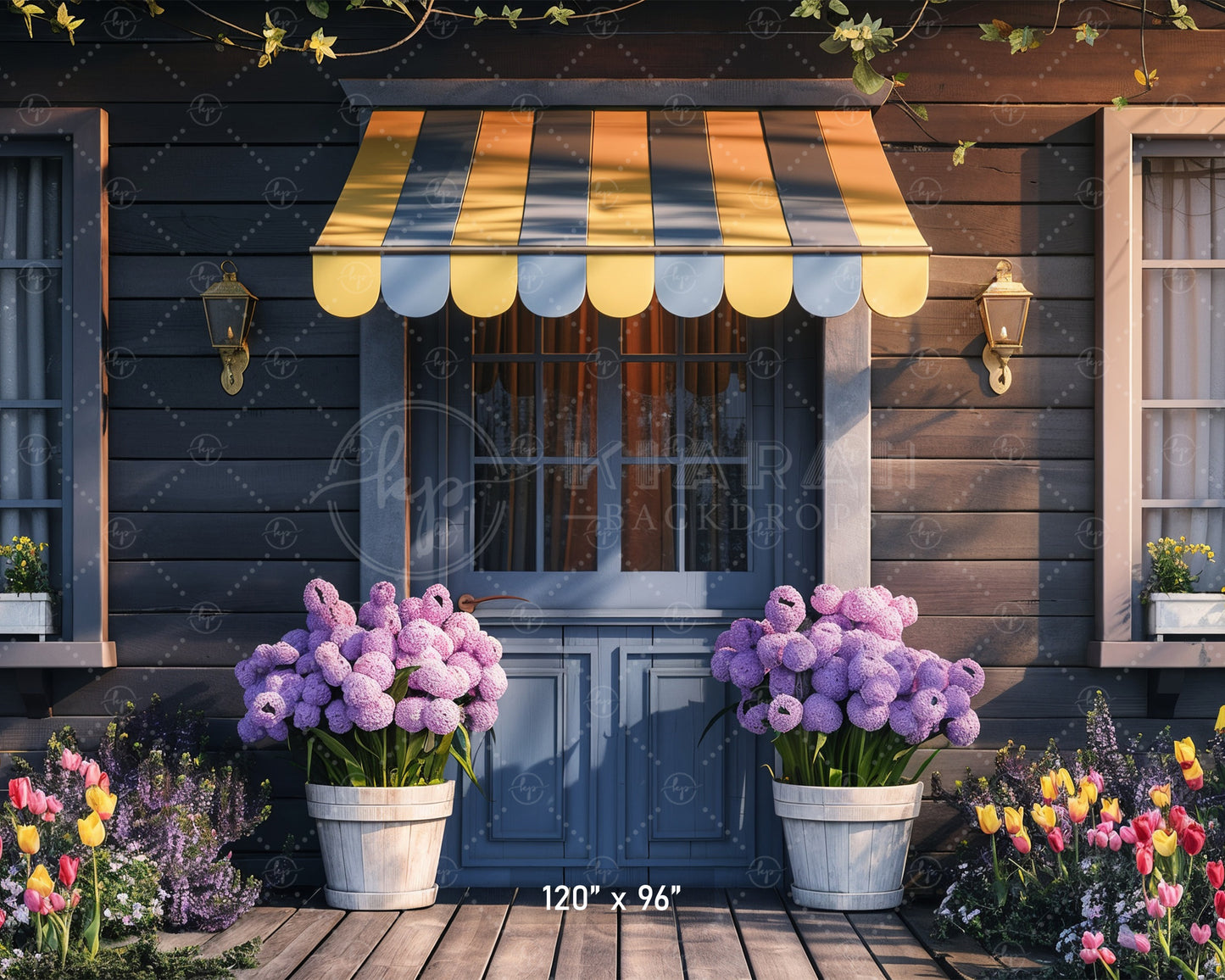 Cozy Evening Cottage Porch Backdrop