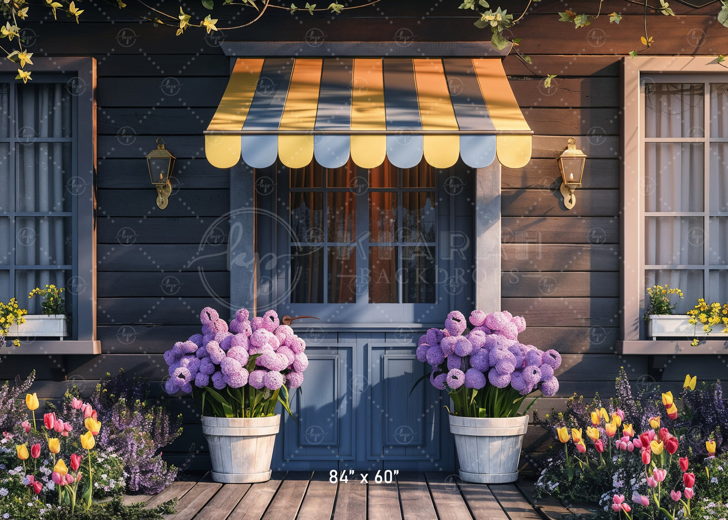 Cozy Evening Cottage Porch Backdrop