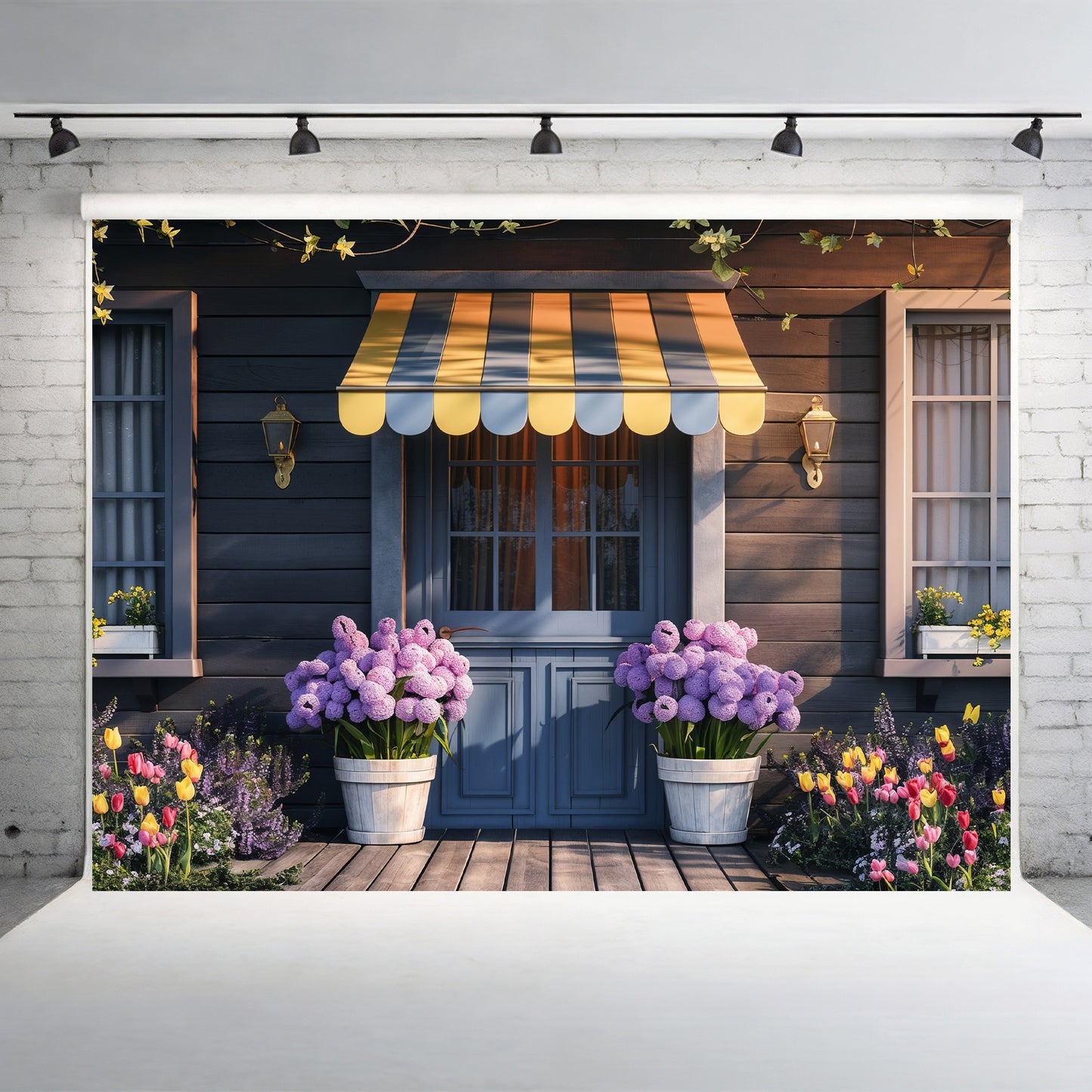 Cozy Evening Cottage Porch Backdrop