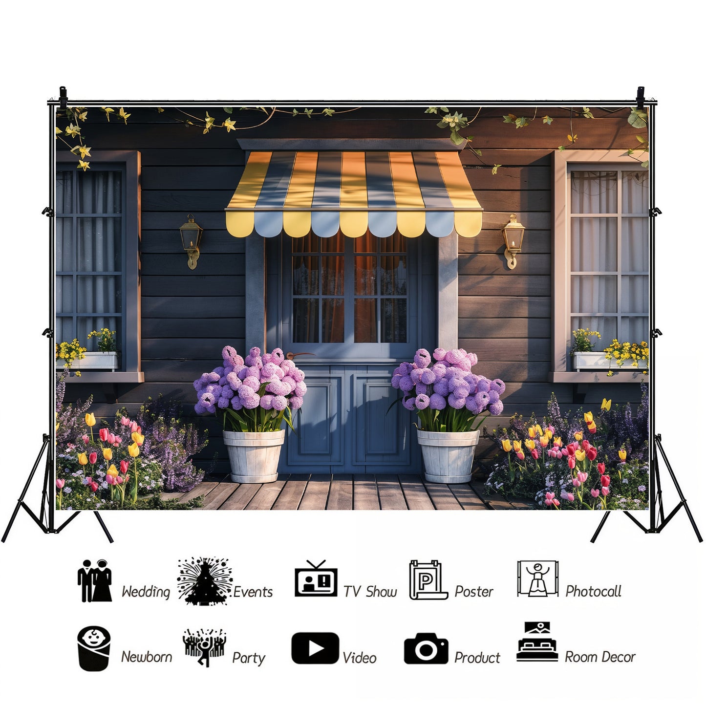 Cozy Evening Cottage Porch Backdrop