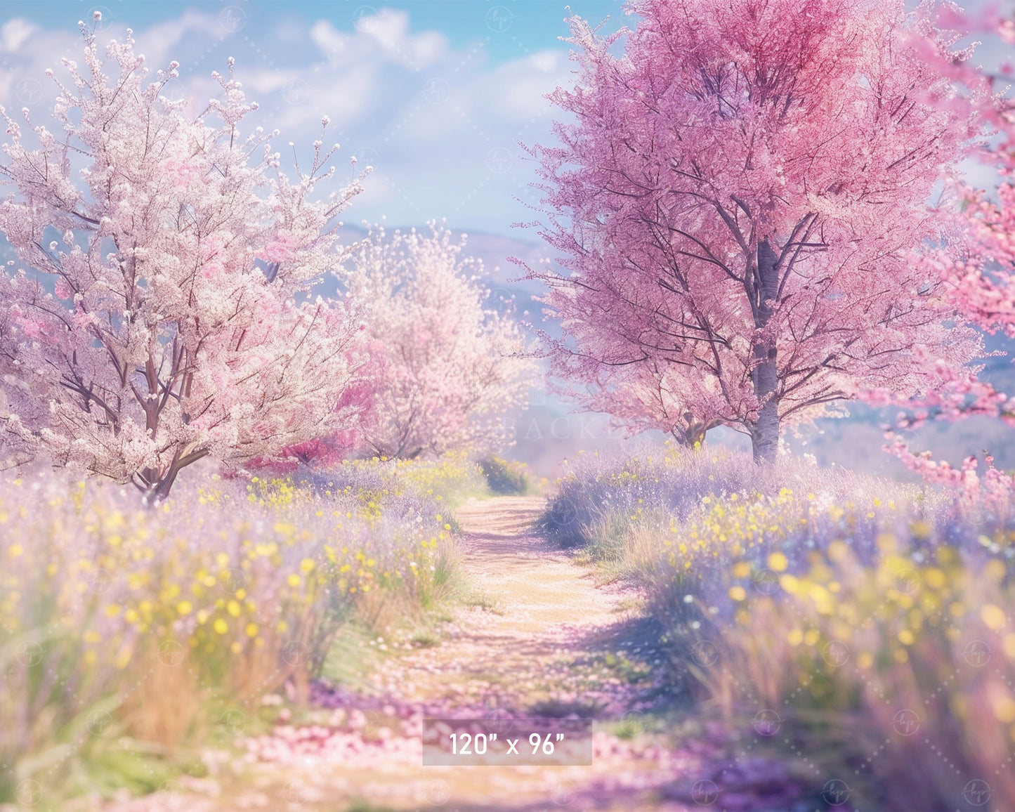 Blossom Pathway in Spring Backdrop