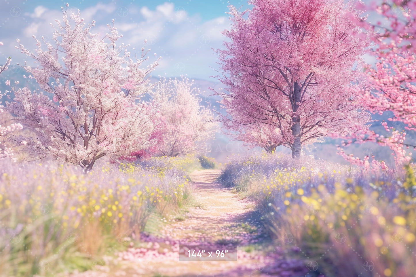 Blossom Pathway in Spring Backdrop