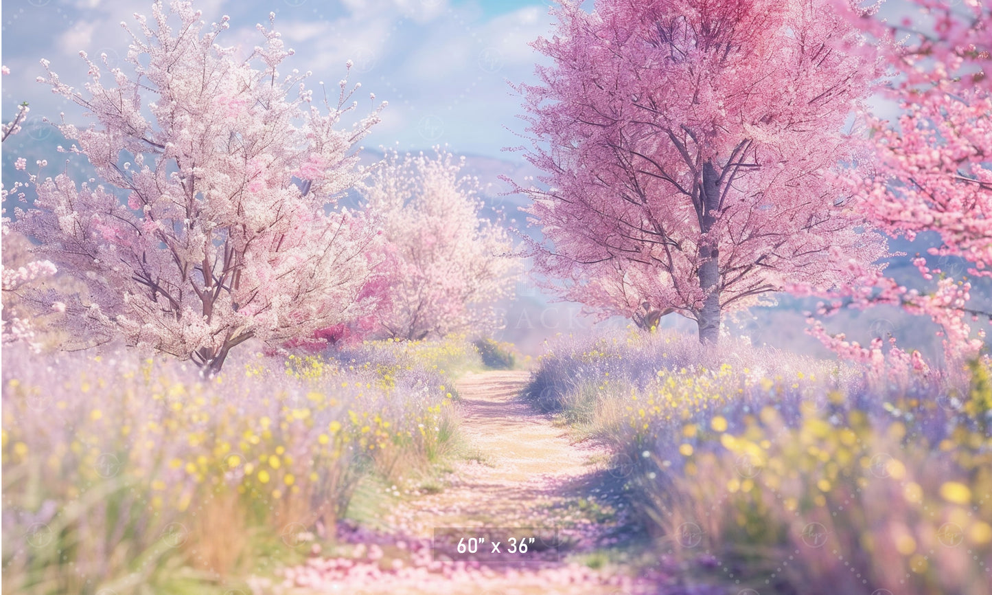 Blossom Pathway in Spring Backdrop