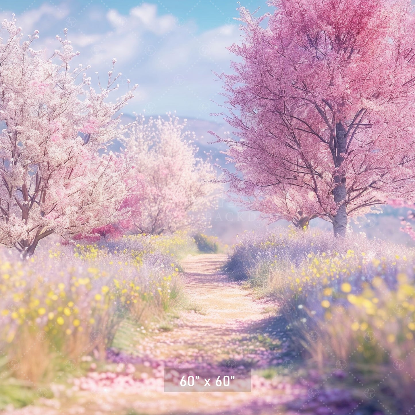 Blossom Pathway in Spring Backdrop