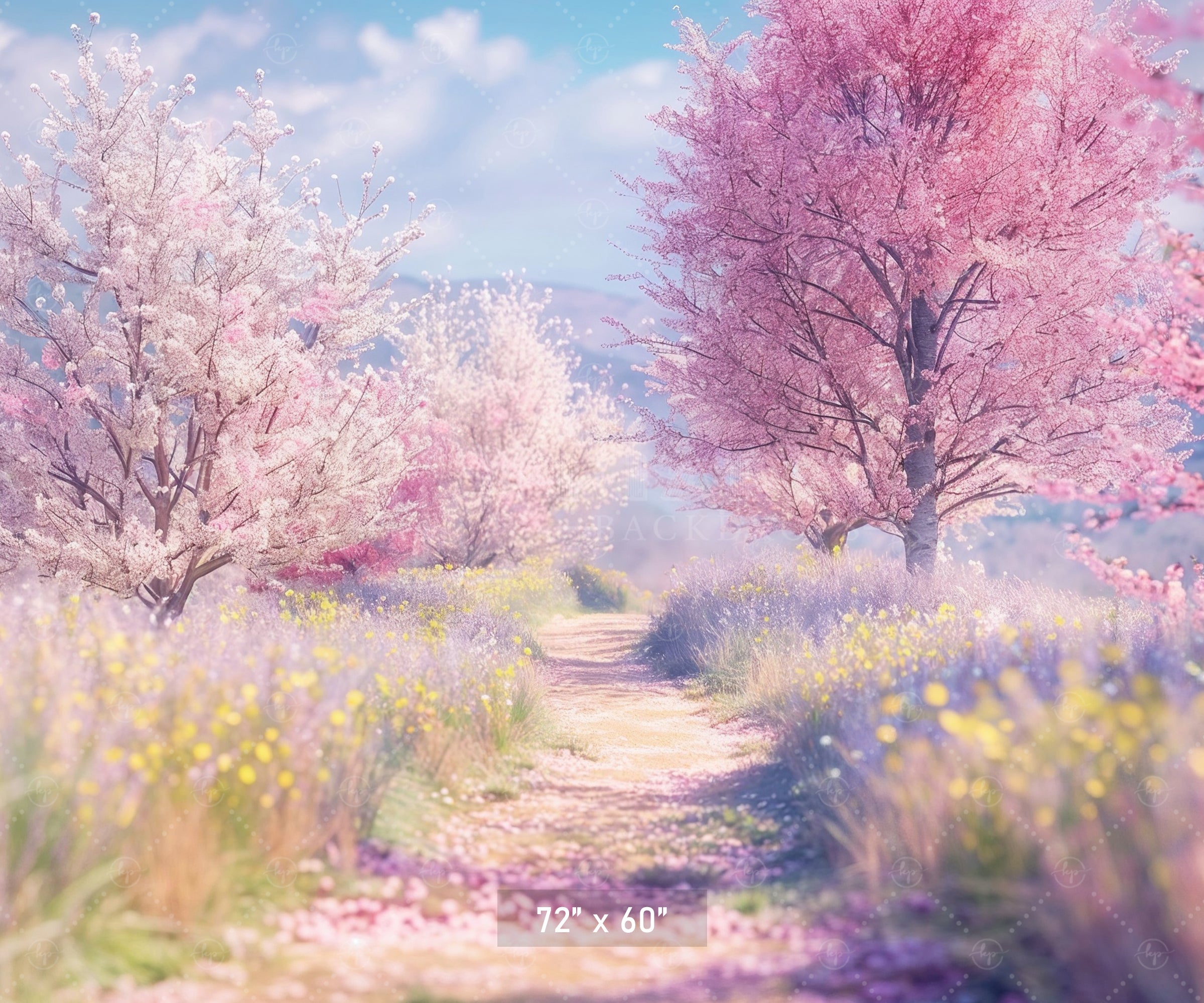 Blossom Pathway in Spring Backdrop