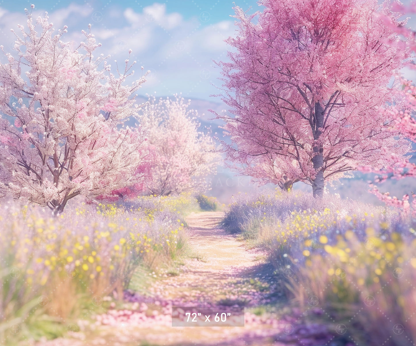 Blossom Pathway in Spring Backdrop