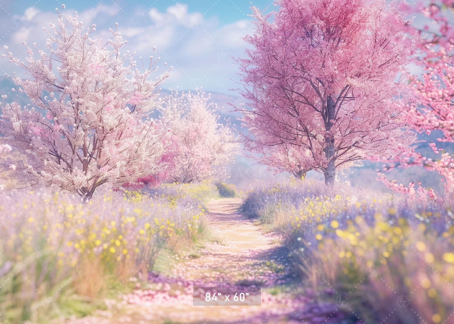 Blossom Pathway in Spring Backdrop