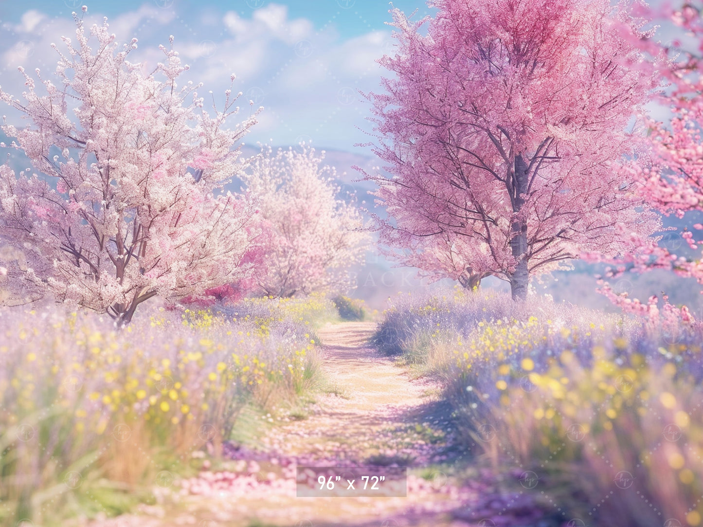 Blossom Pathway in Spring Backdrop