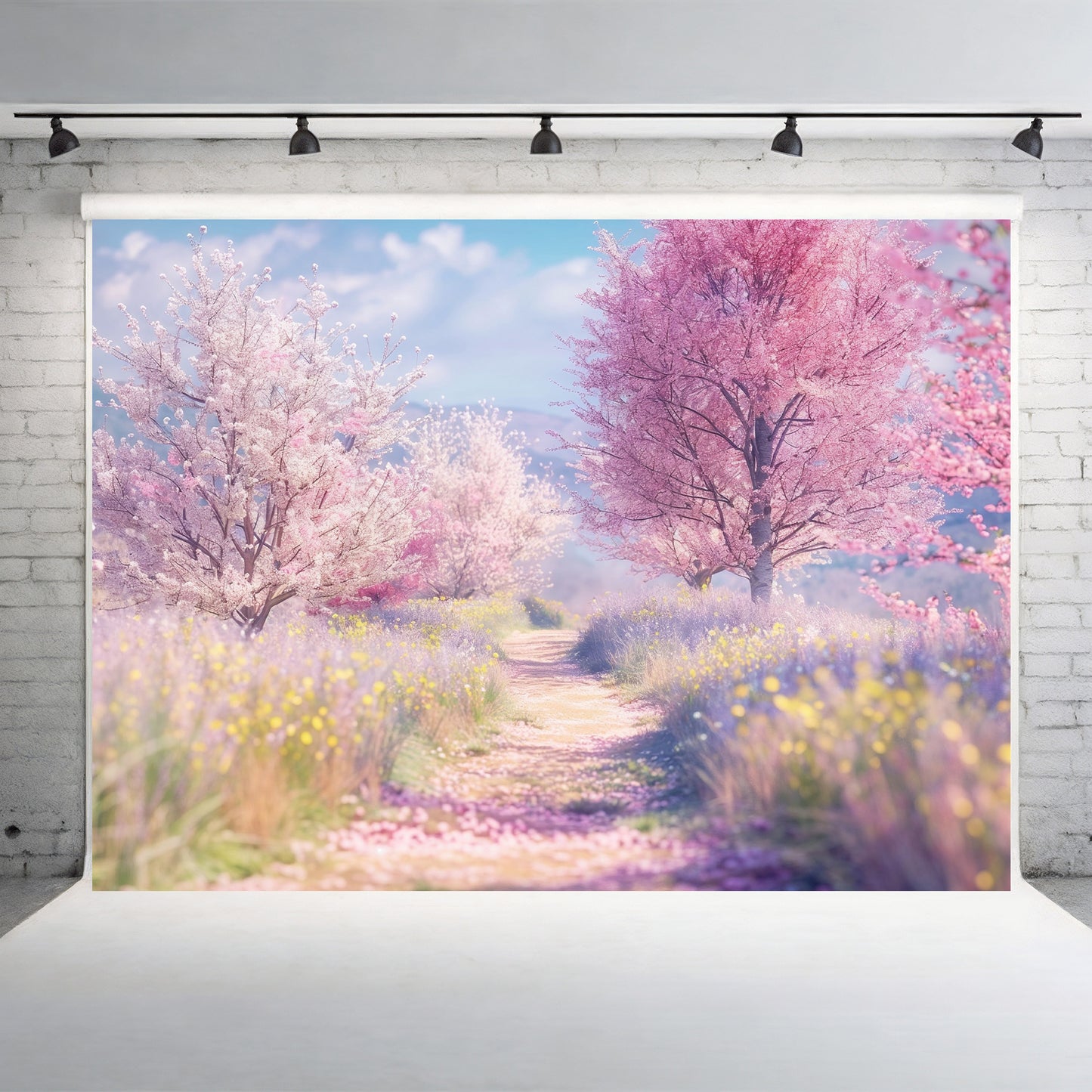 Blossom Pathway in Spring Backdrop