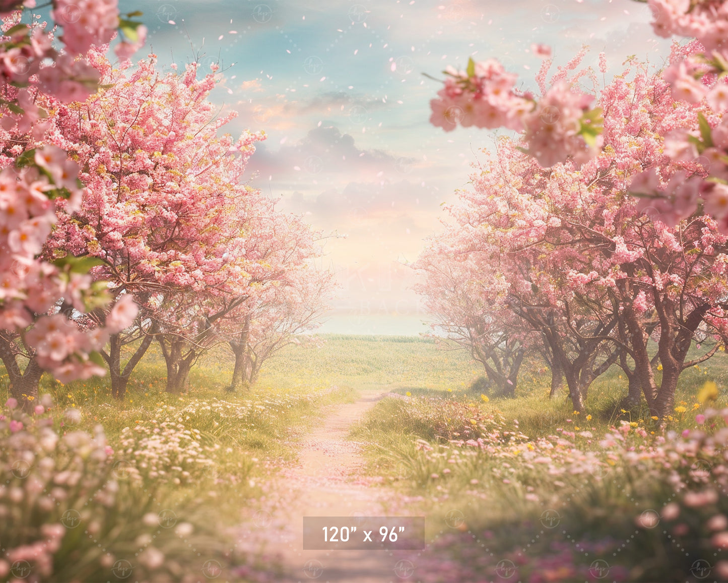 Blooming Cherry Blossom Pathway Backdrop