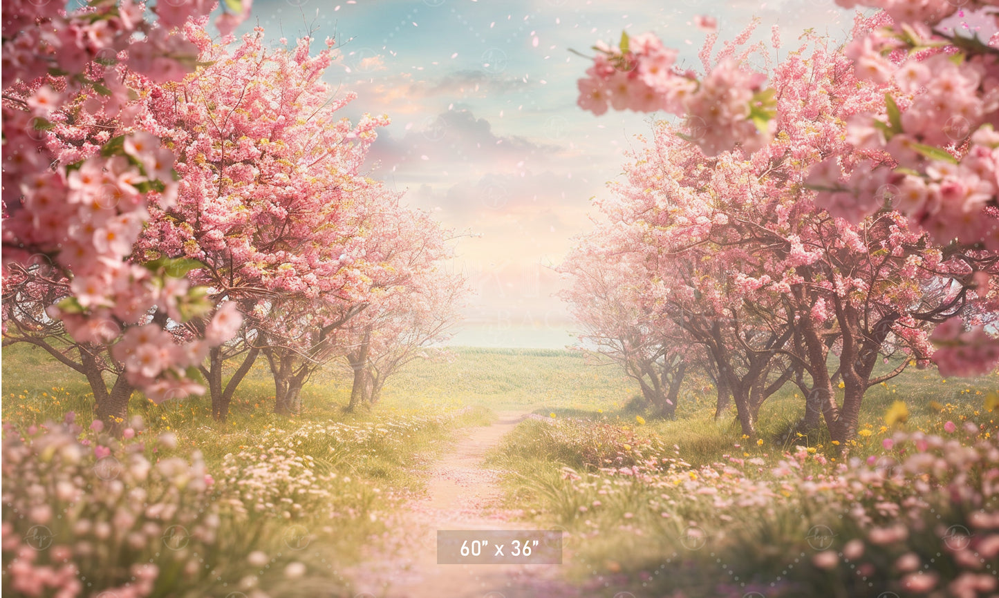 Blooming Cherry Blossom Pathway Backdrop