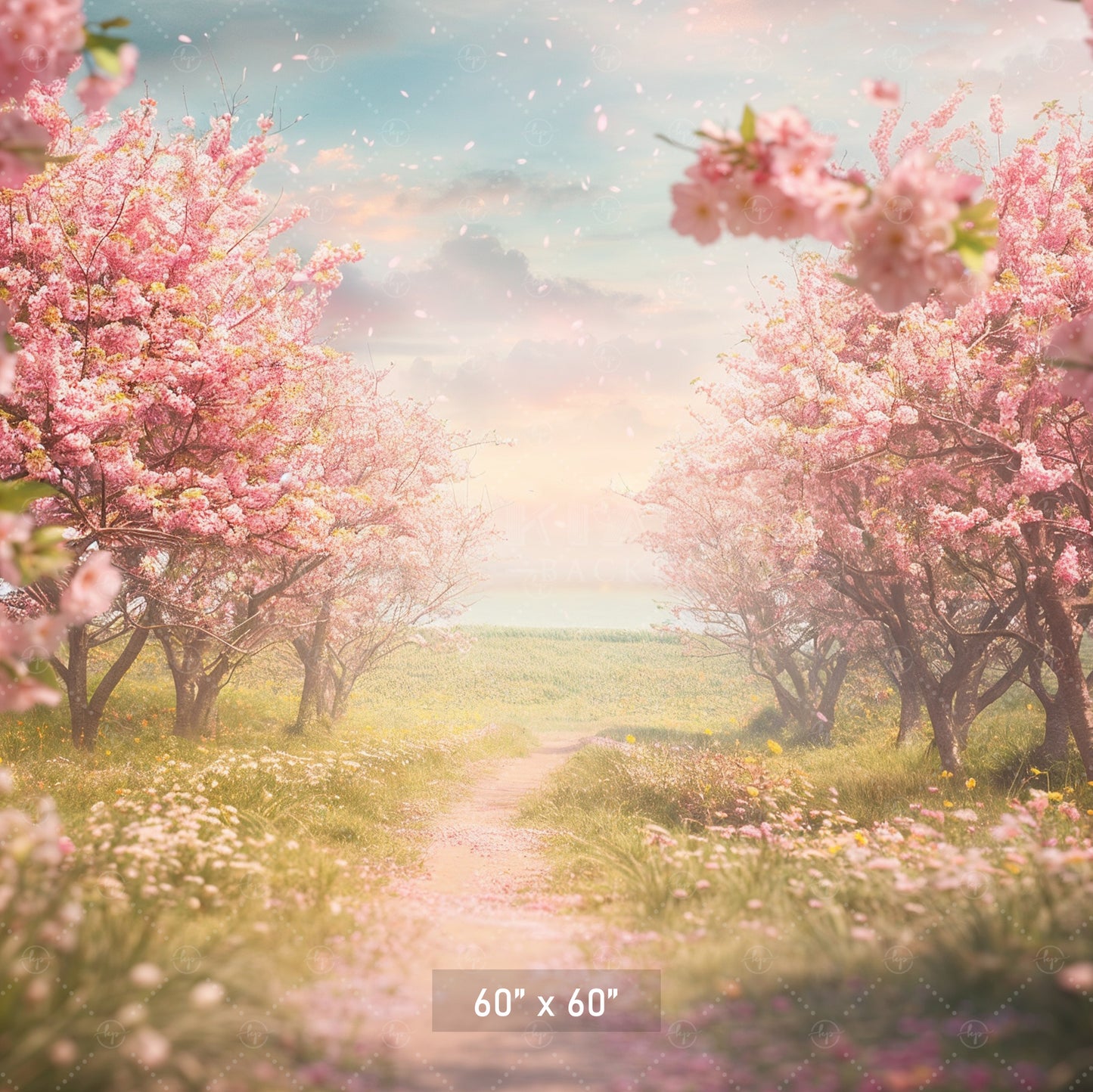 Blooming Cherry Blossom Pathway Backdrop