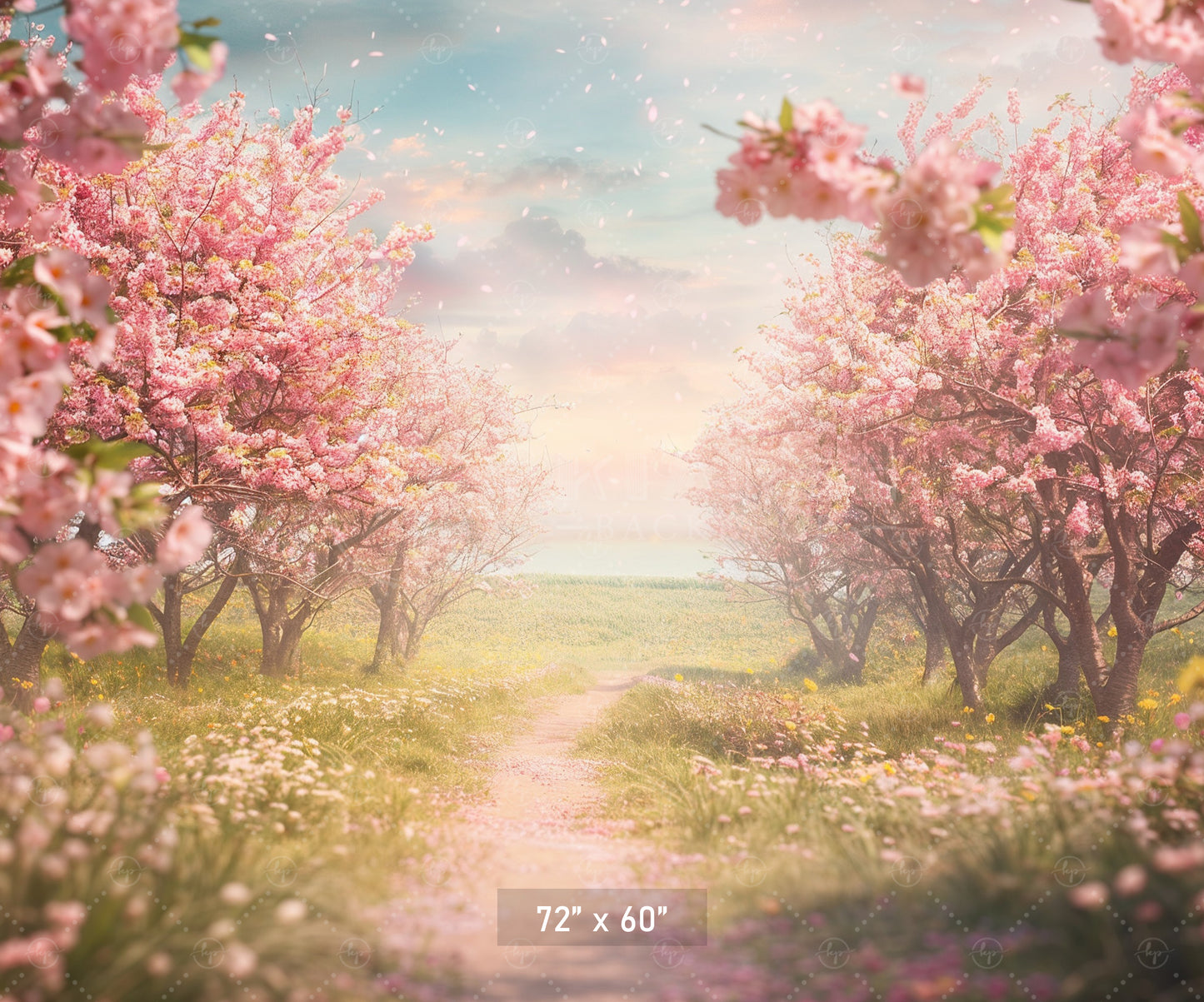 Blooming Cherry Blossom Pathway Backdrop