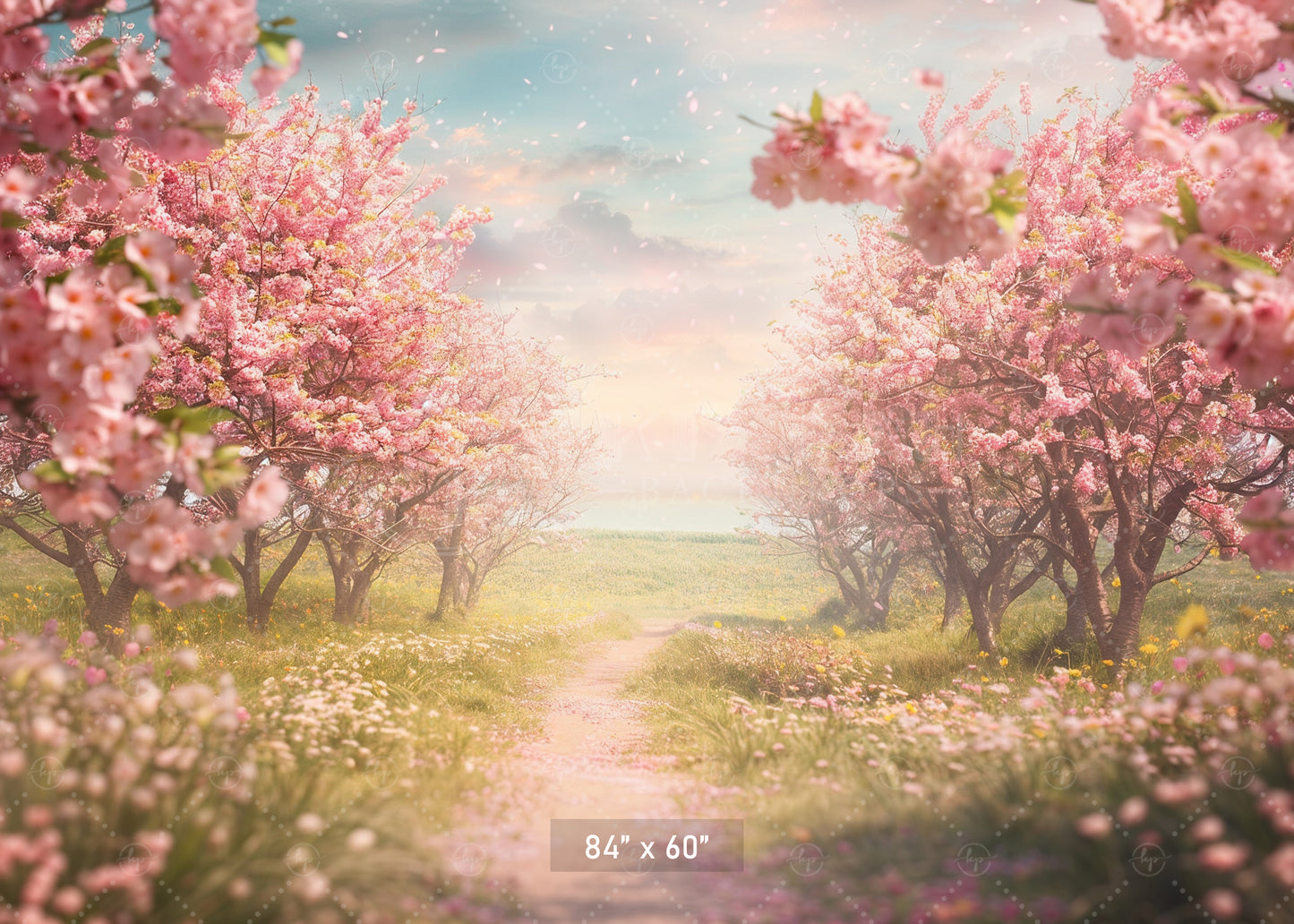 Blooming Cherry Blossom Pathway Backdrop