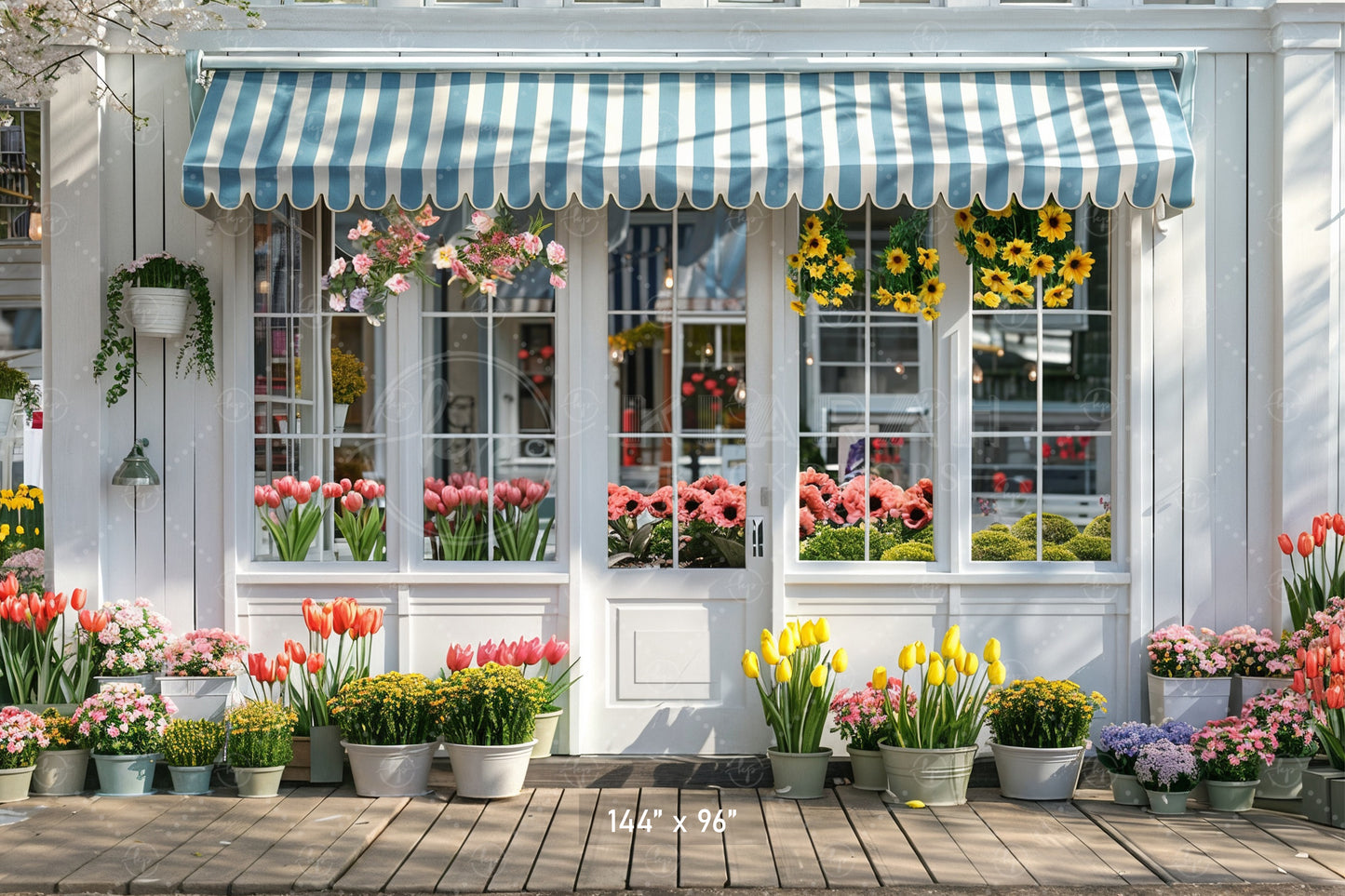 Charming Flower Shop Front Backdrop