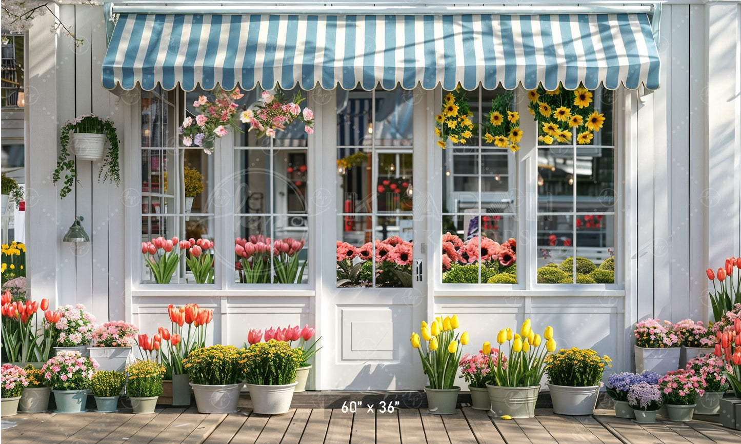 Charming Flower Shop Front Backdrop