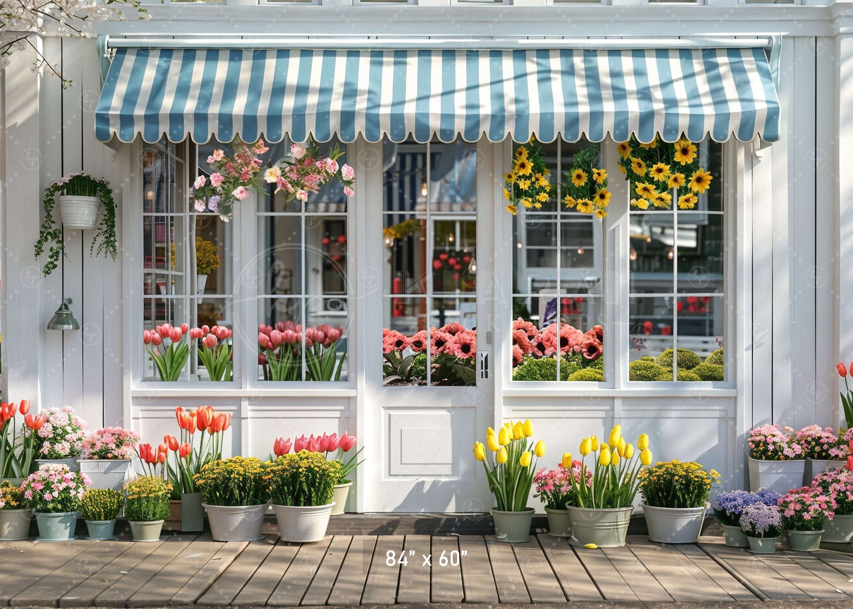 Charming Flower Shop Front Backdrop