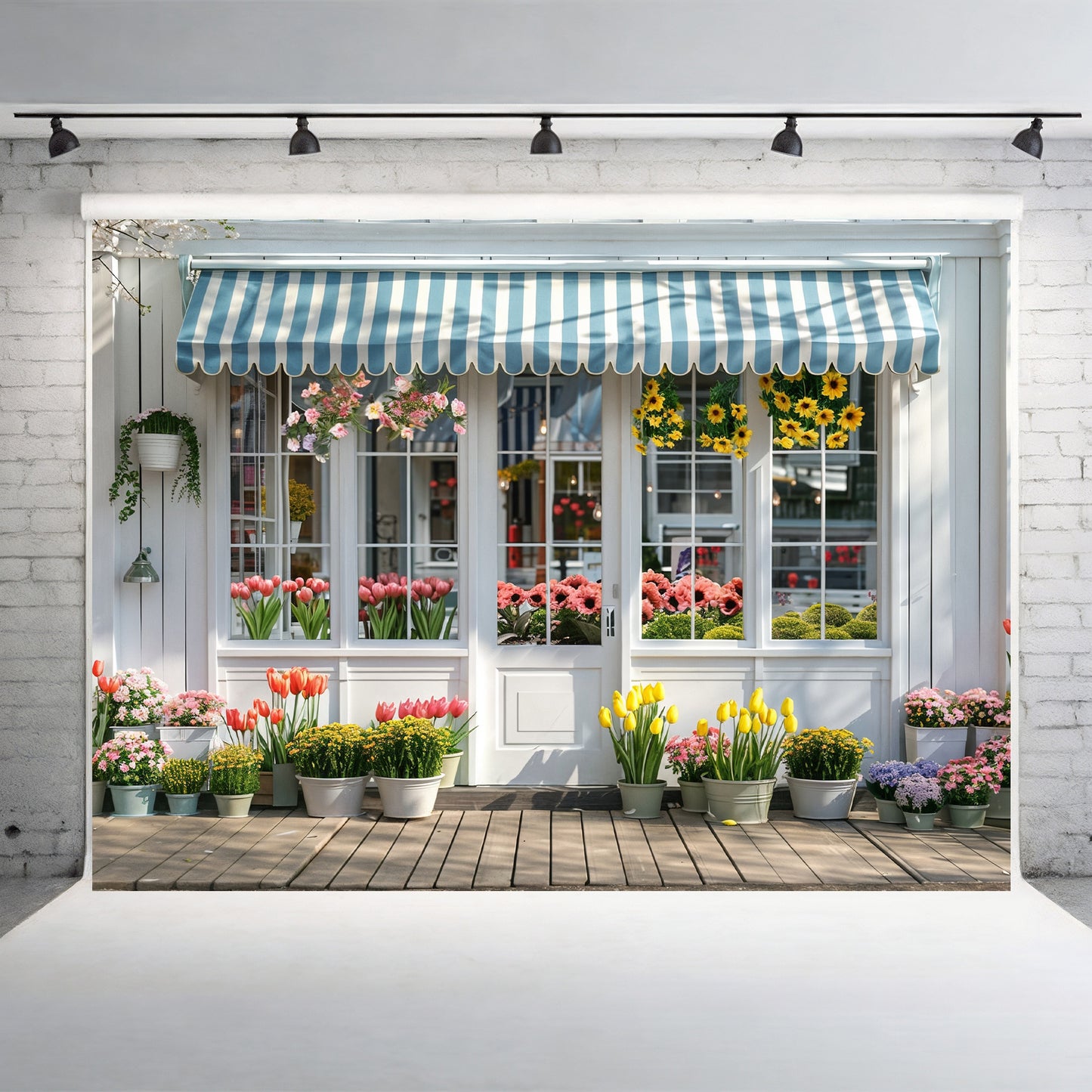 Charming Flower Shop Front Backdrop