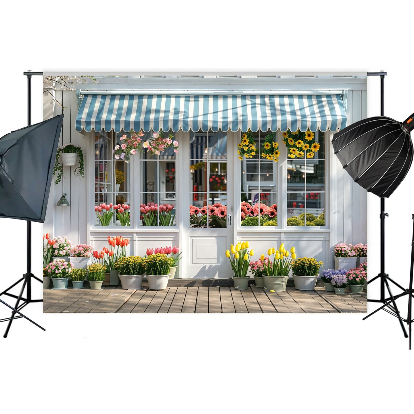 Charming Flower Shop Front Backdrop