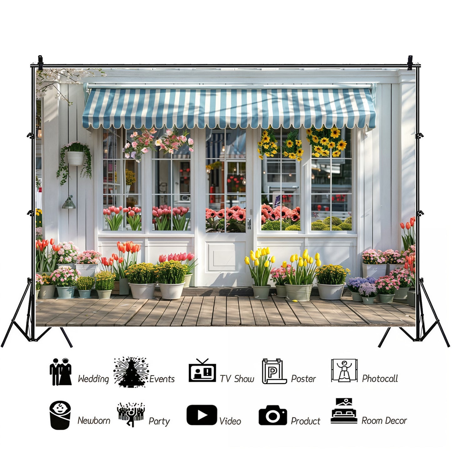 Charming Flower Shop Front Backdrop