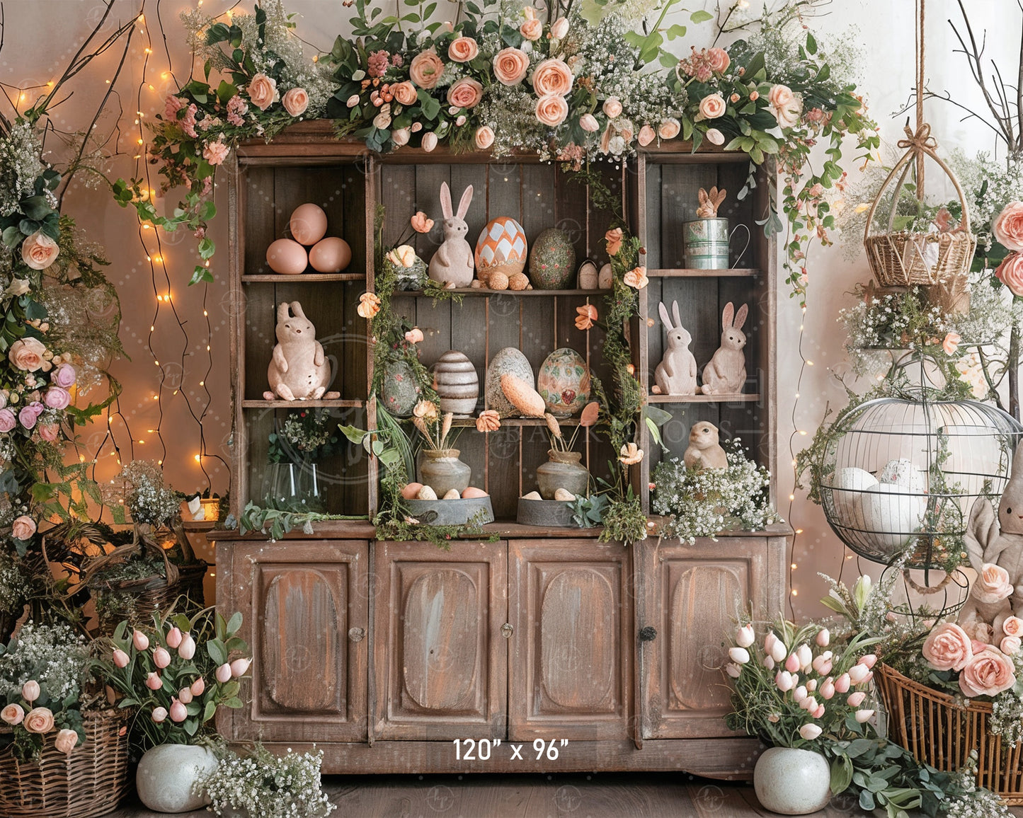 Vintage Easter Bunny Hutch Backdrop