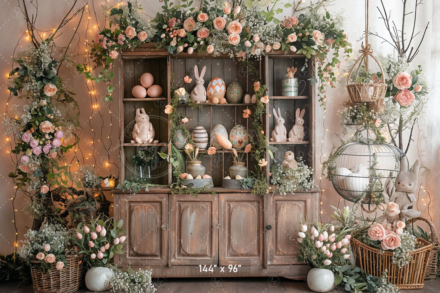 Vintage Easter Bunny Hutch Backdrop