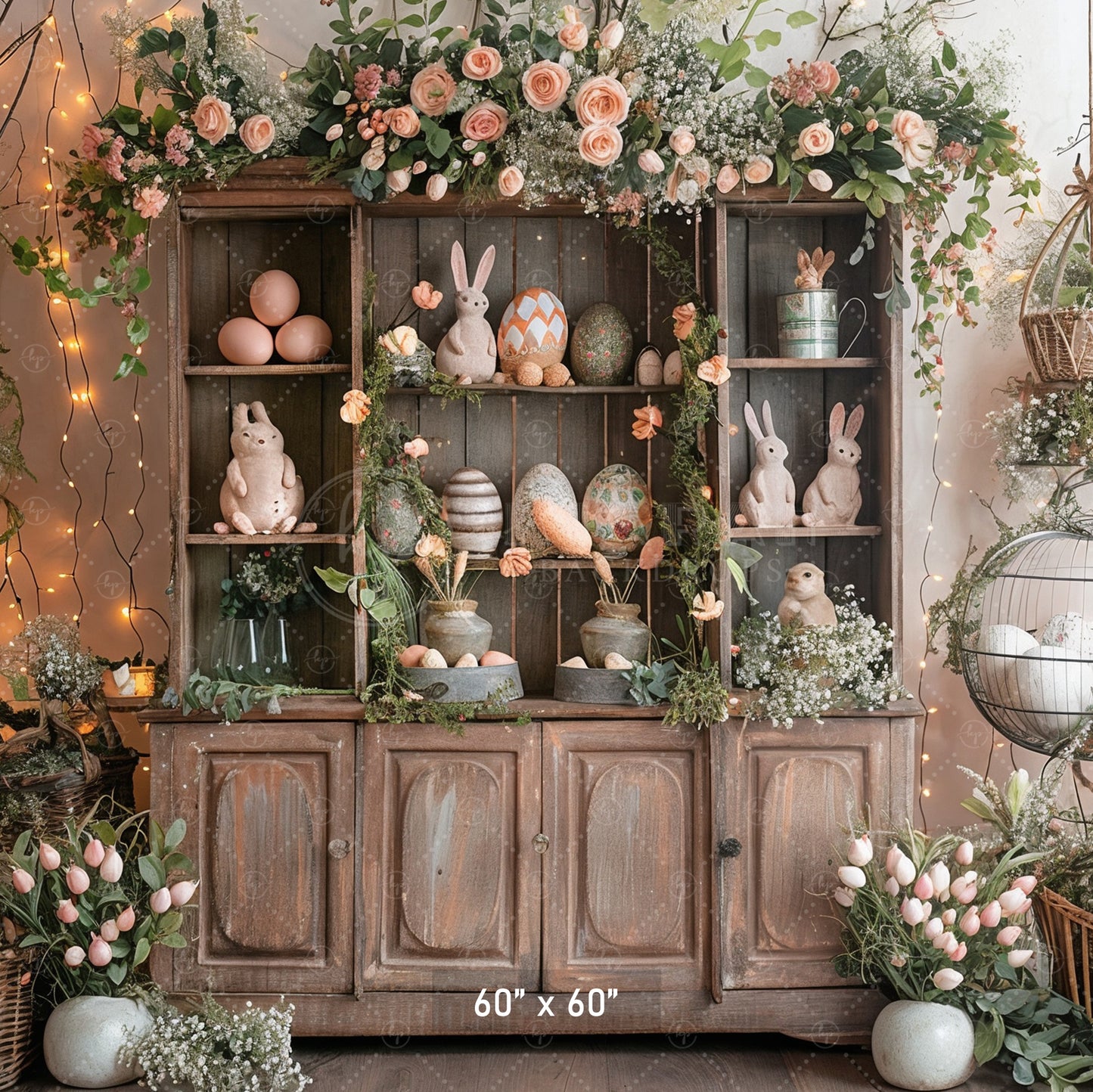 Vintage Easter Bunny Hutch Backdrop