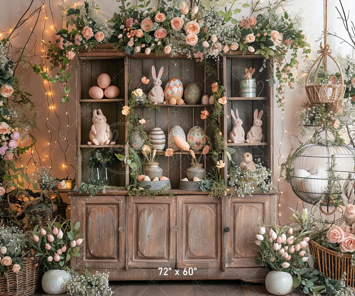 Vintage Easter Bunny Hutch Backdrop